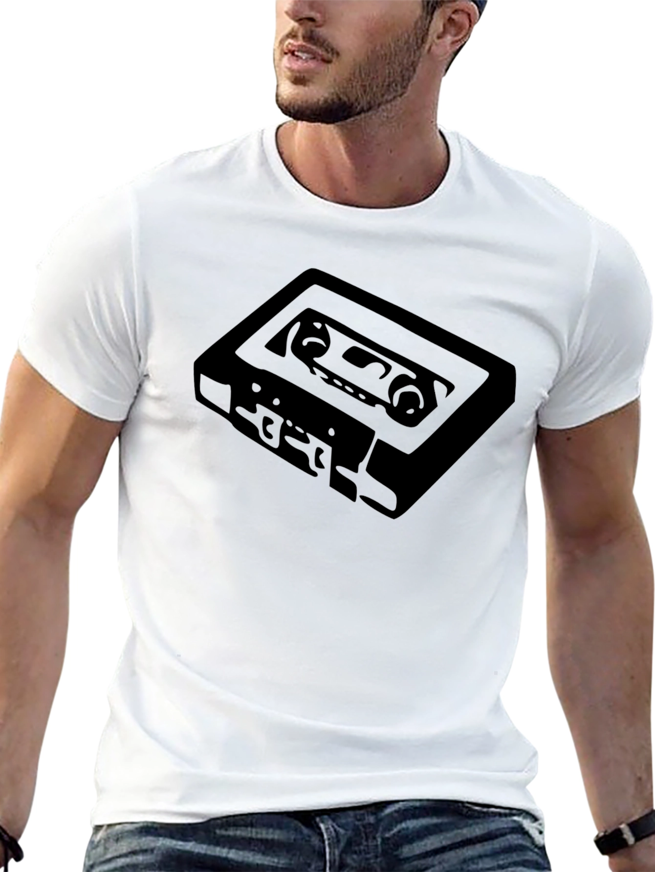 Retro Cassette Tape Graphic Tee - Black T-Shirt