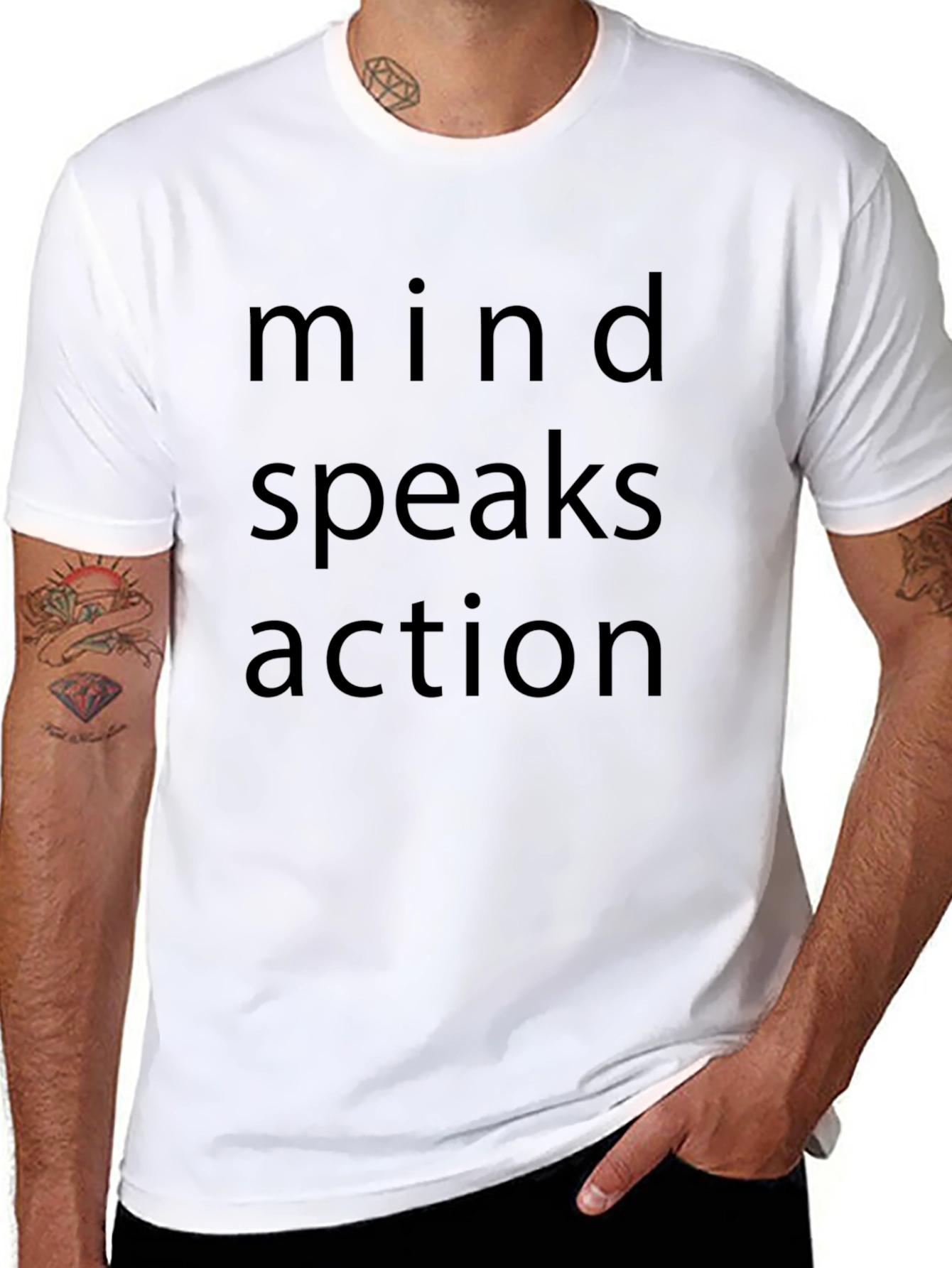 Mind Speaks Action Black Graphic T-Shirt