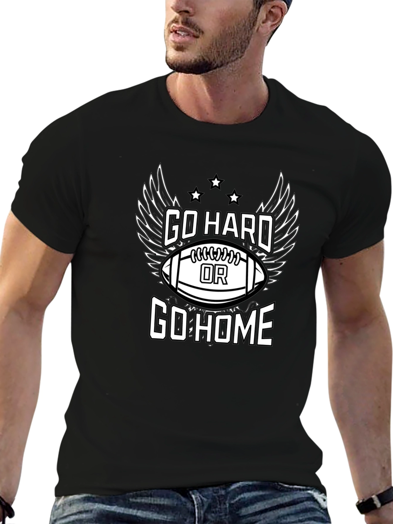 Go Hard or Go Home Football Graphic T-Shirt