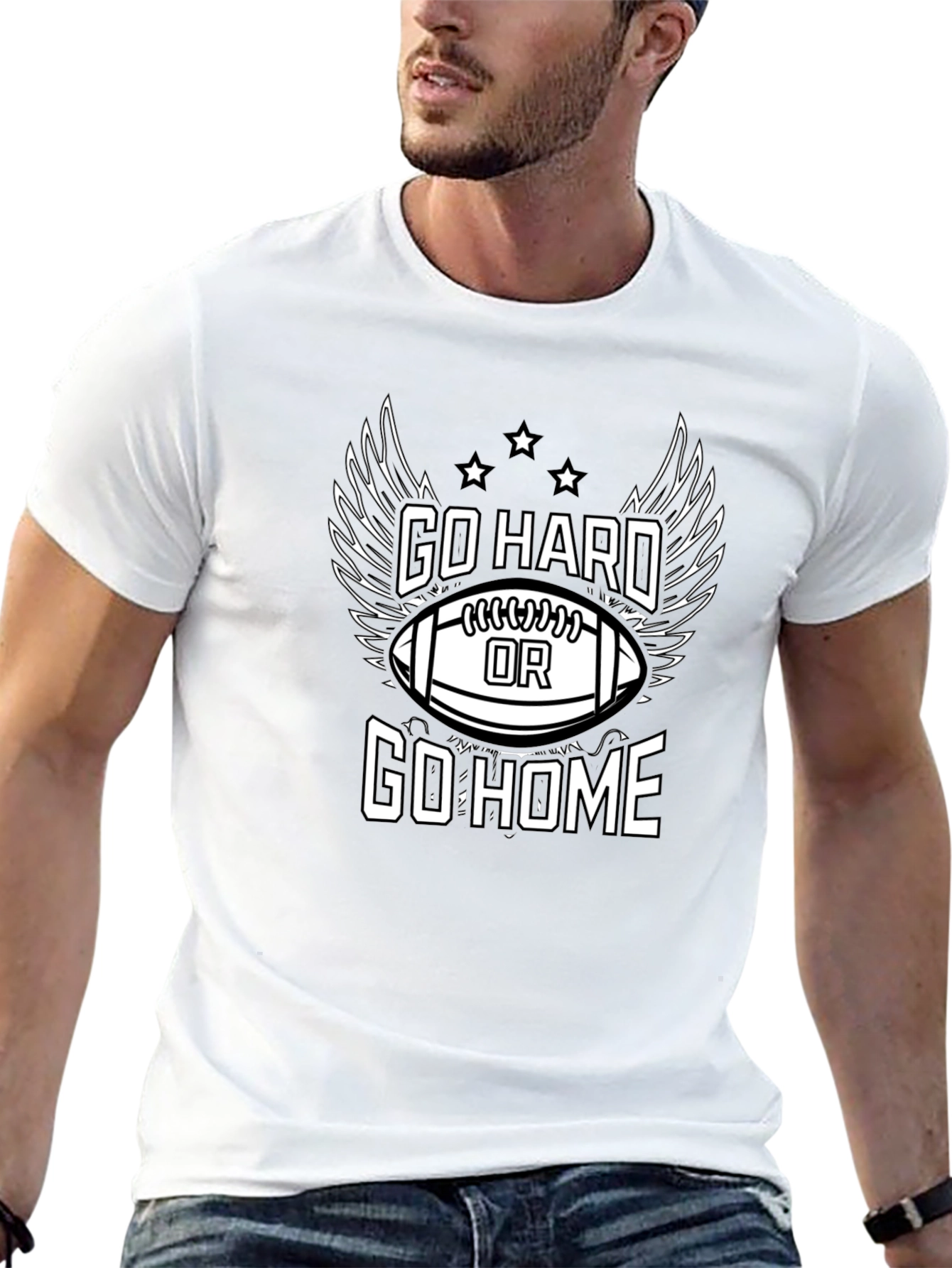 Go Hard or Go Home Football Graphic T-Shirt