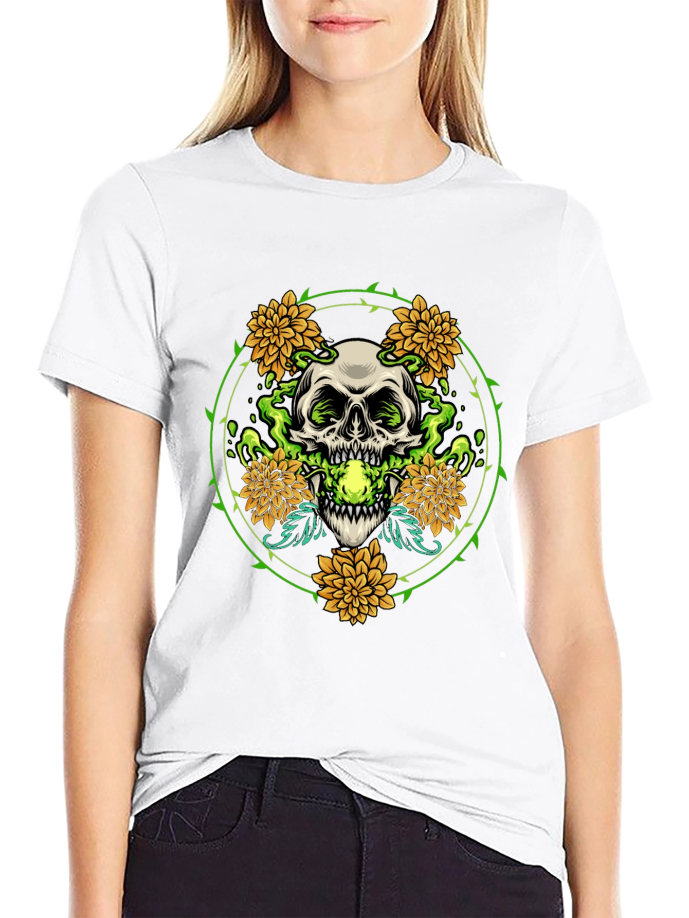Skull & Flowers Graphic Tee