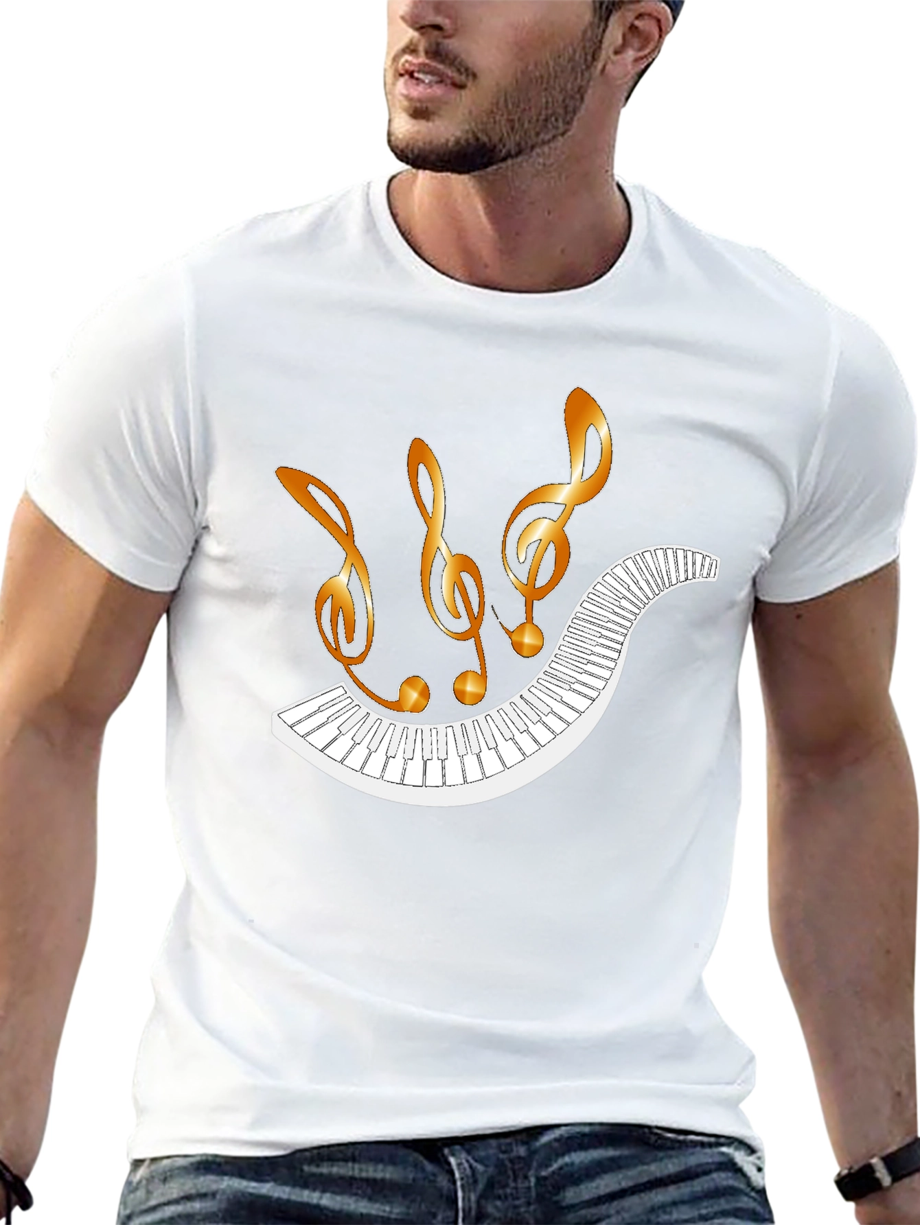 Musical Notes & Piano Keys Graphic T-Shirt