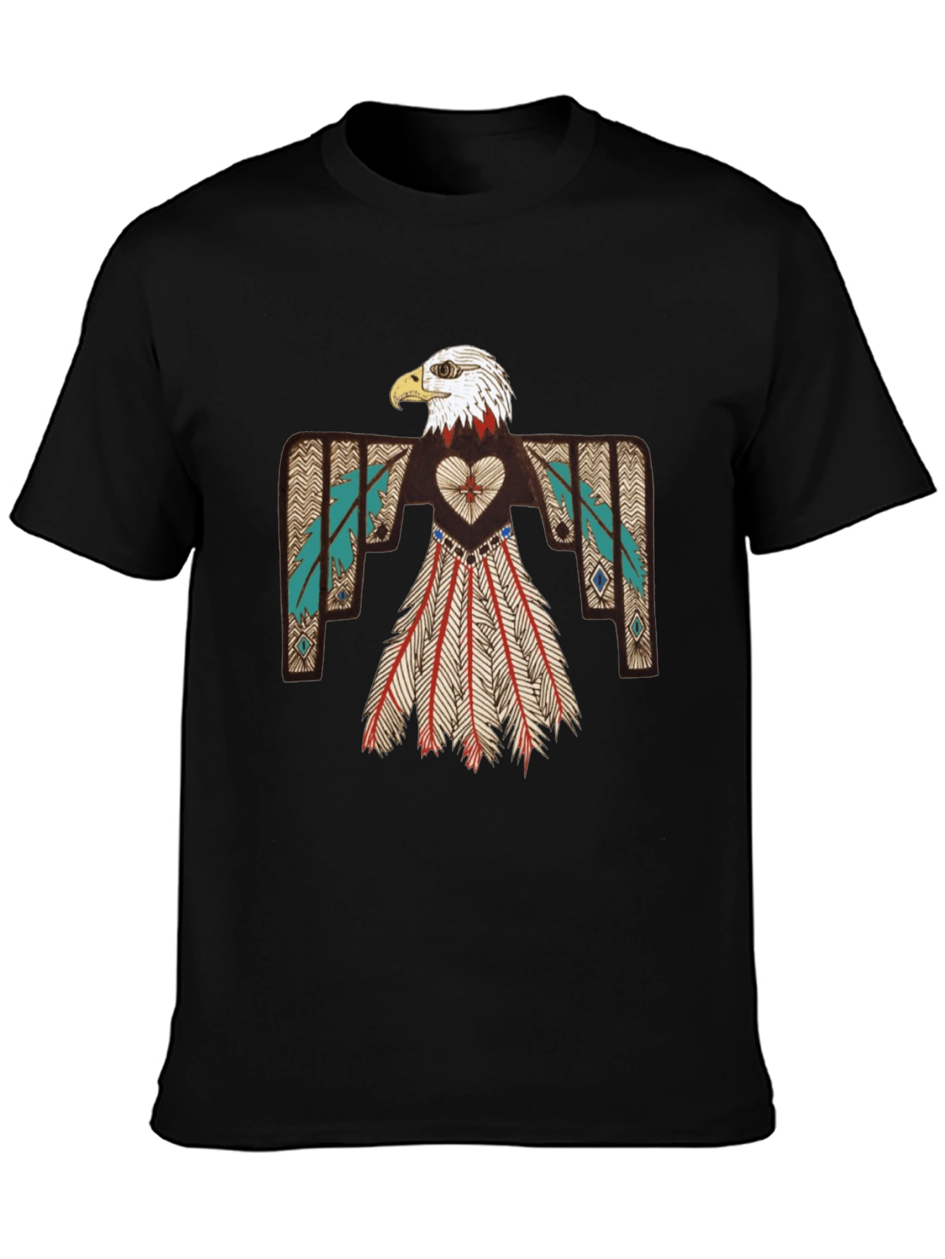 Native Eagle Design Black T-Shirt
