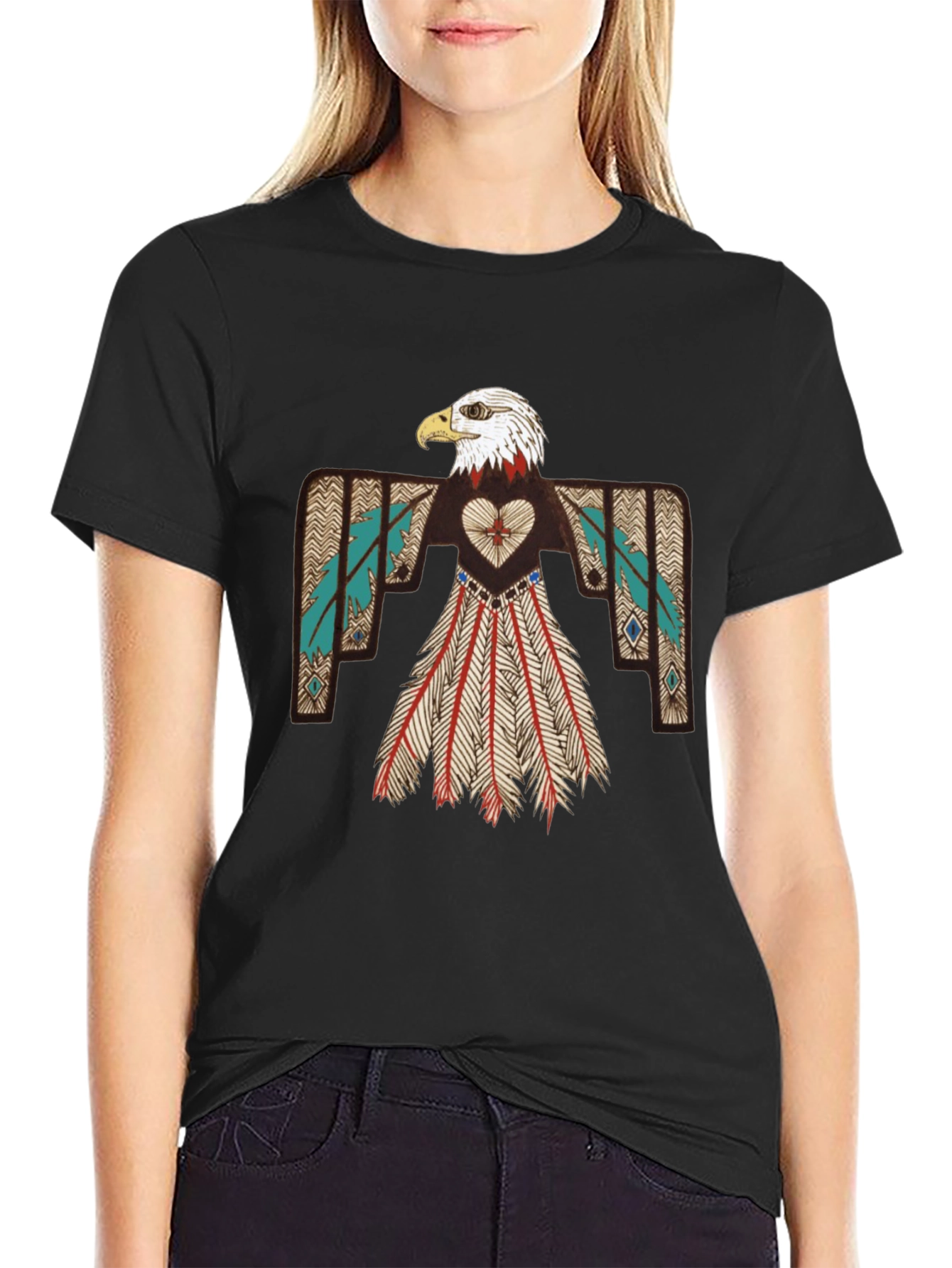 Native Eagle Design Black T-Shirt