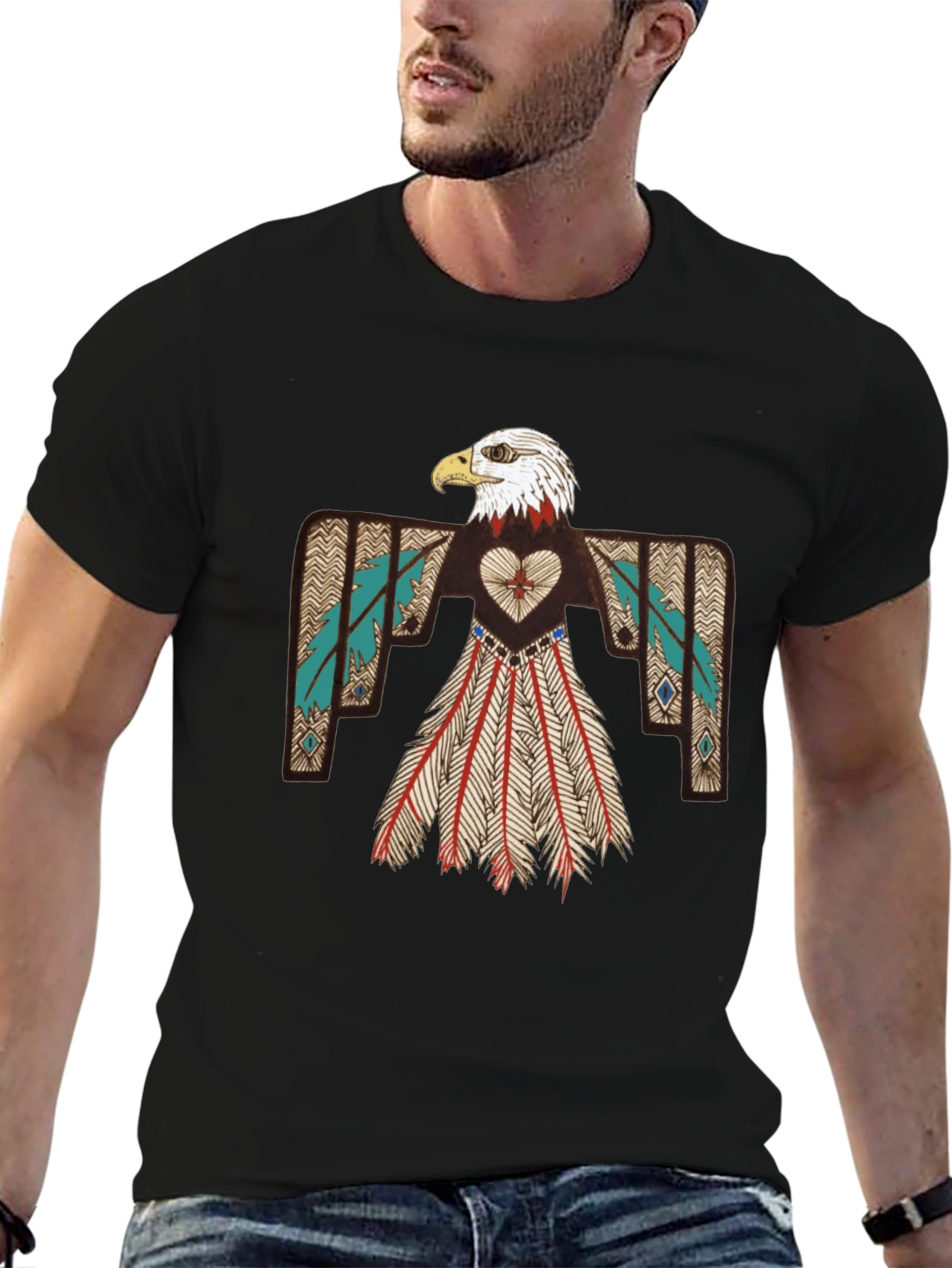 Native Eagle Design Black T-Shirt