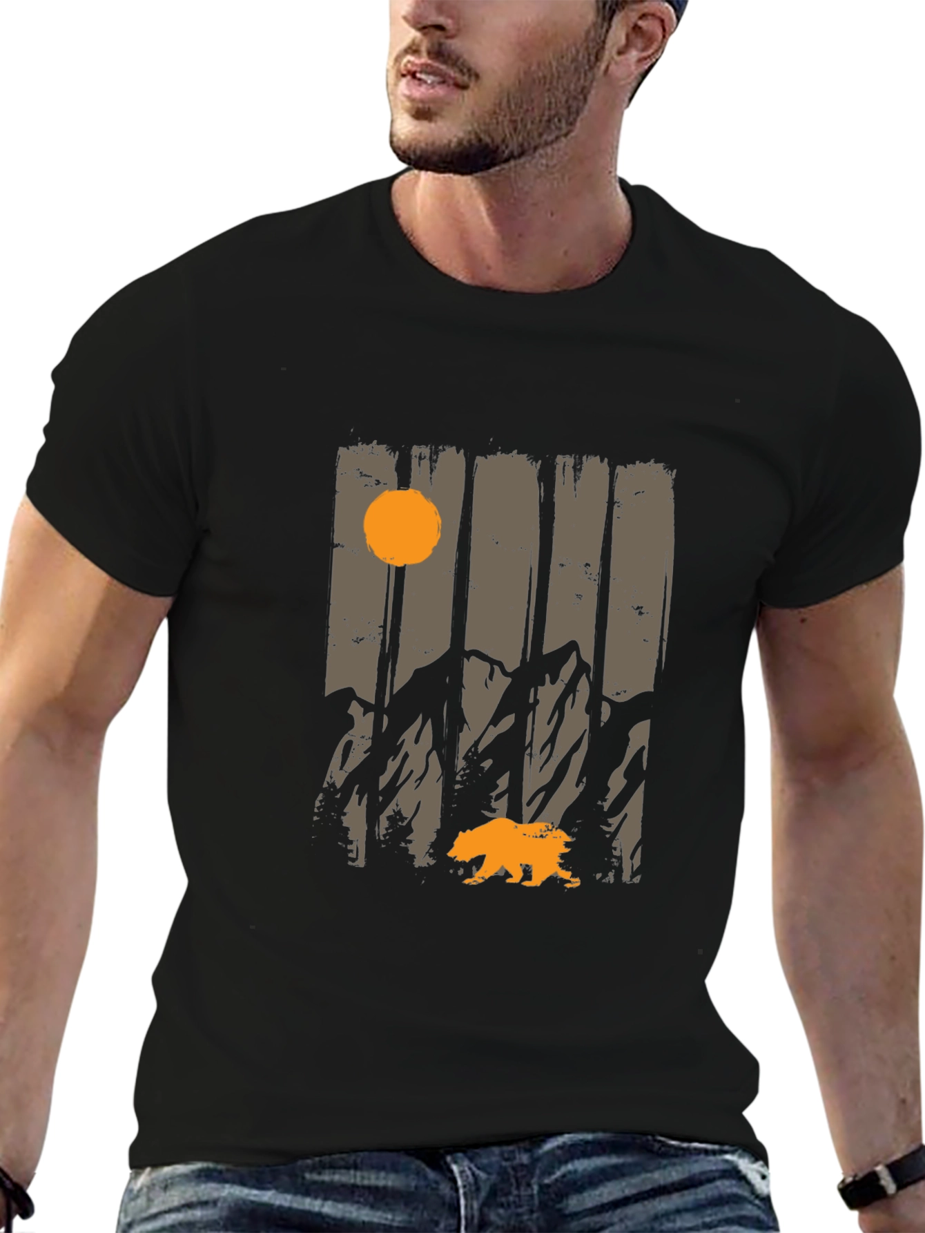Nature Bear Graphic Tee - Mens Black T-Shirt