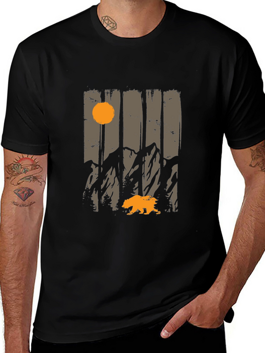 Nature Bear Graphic Tee - Mens Black T-Shirt