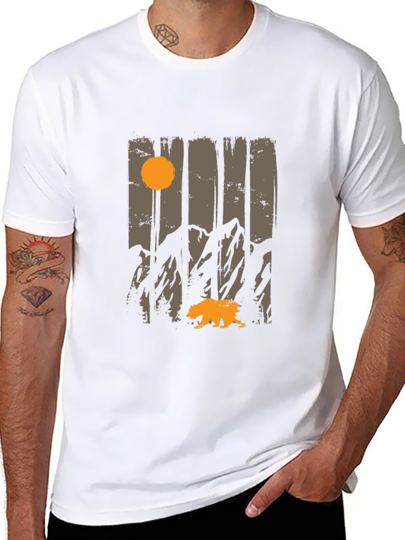 Nature Bear Graphic Tee - Mens Black T-Shirt