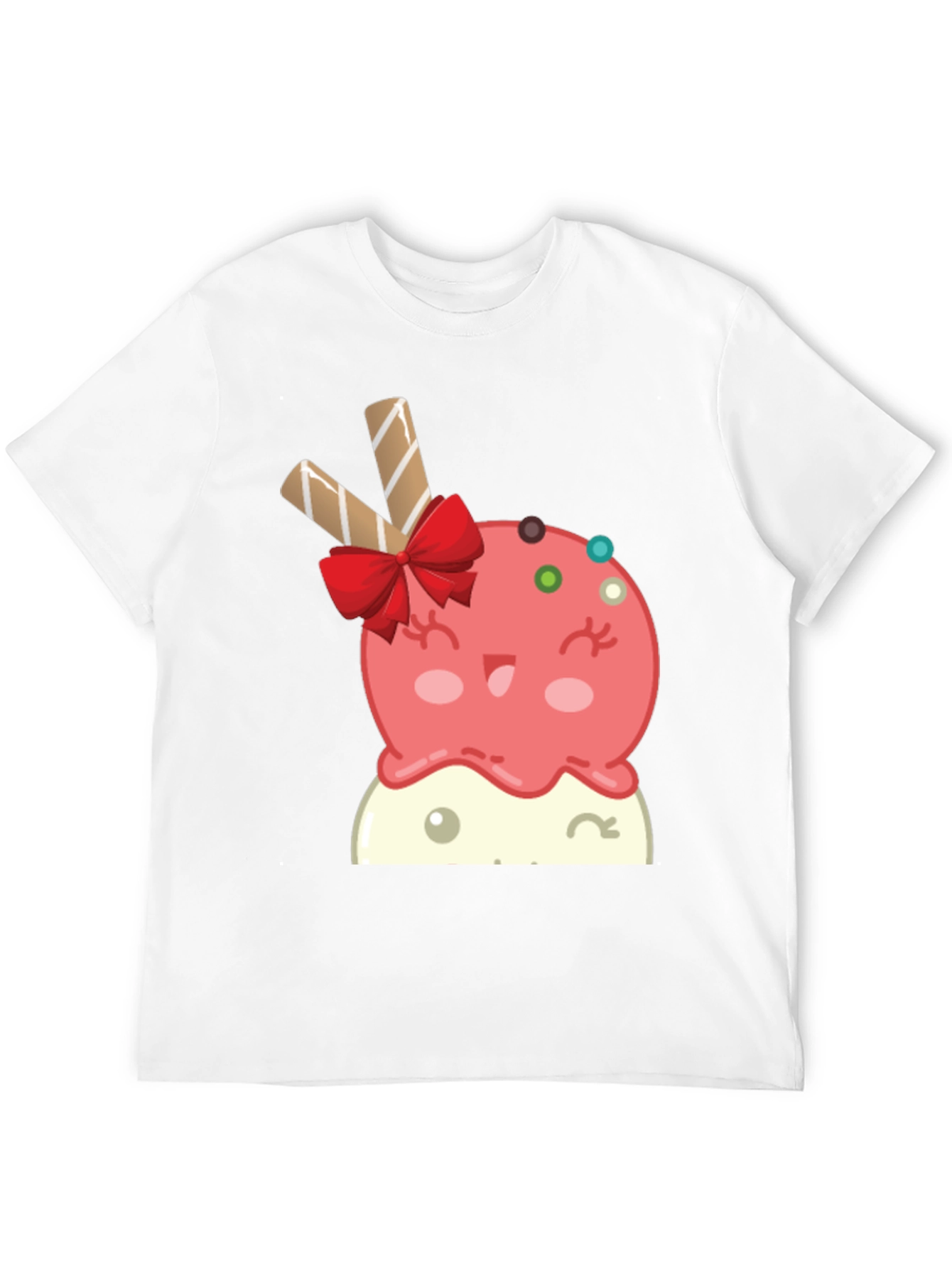 Cute Cartoon Ice Cream Graphic Tee - Black