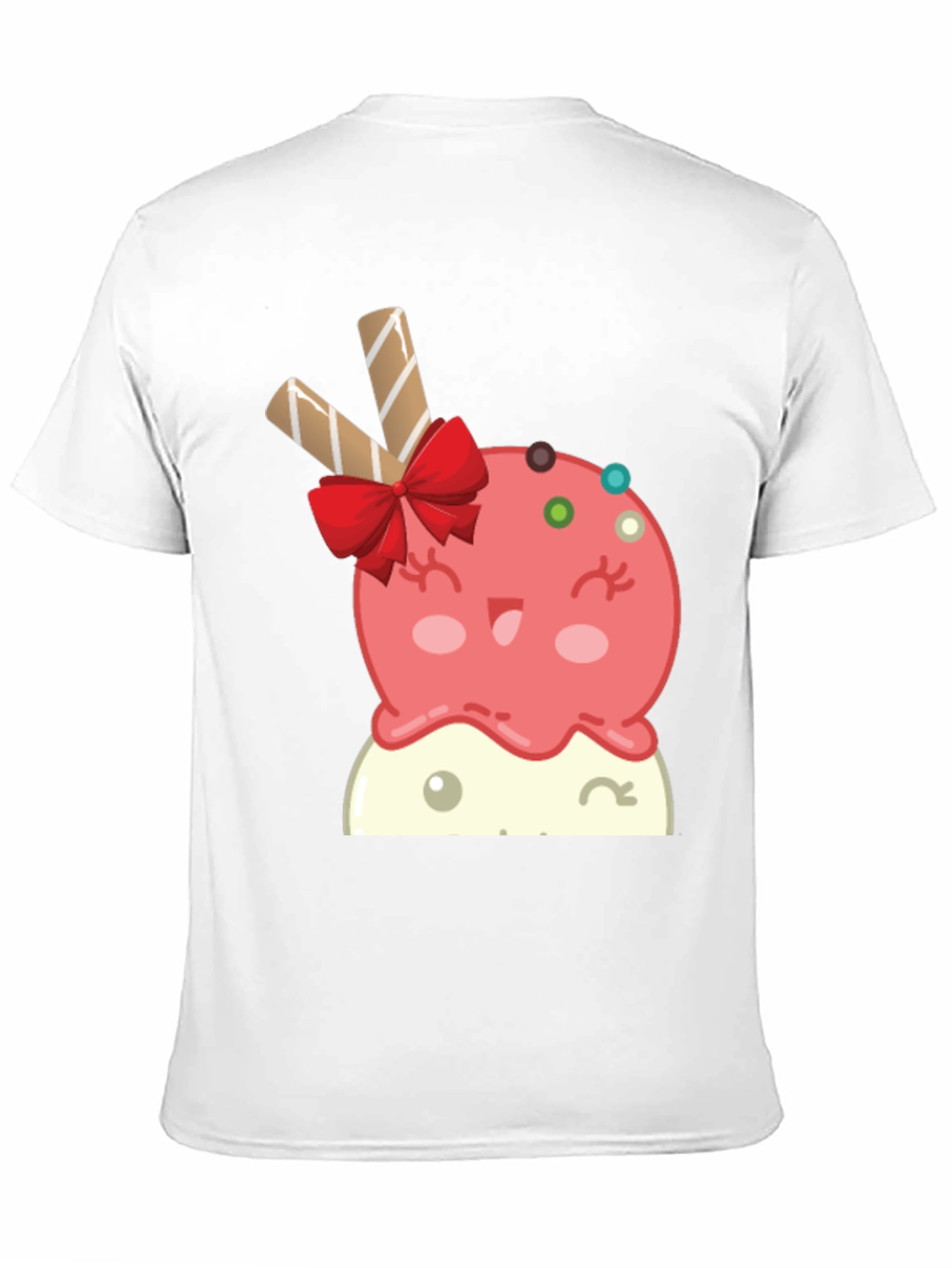 Cute Cartoon Ice Cream Graphic Tee - Black