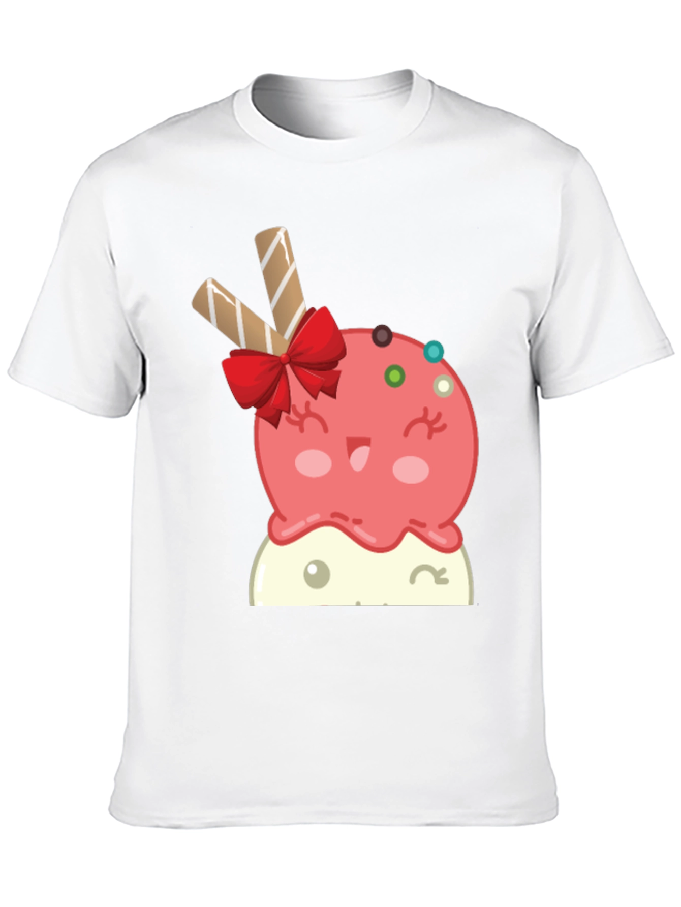 Cute Cartoon Ice Cream Graphic Tee - Black