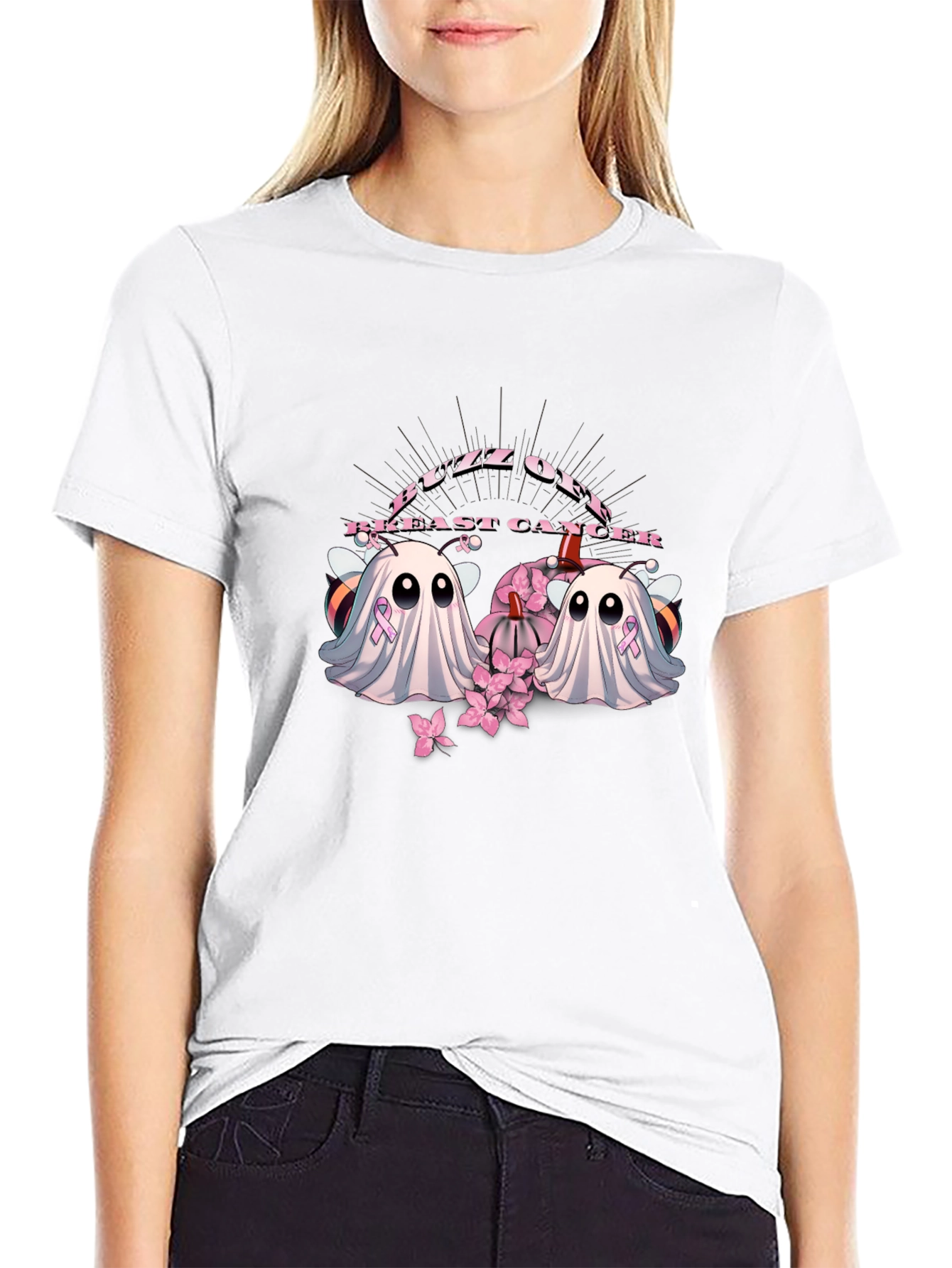 Buzz Off Breast Cancer Ghost T-Shirt