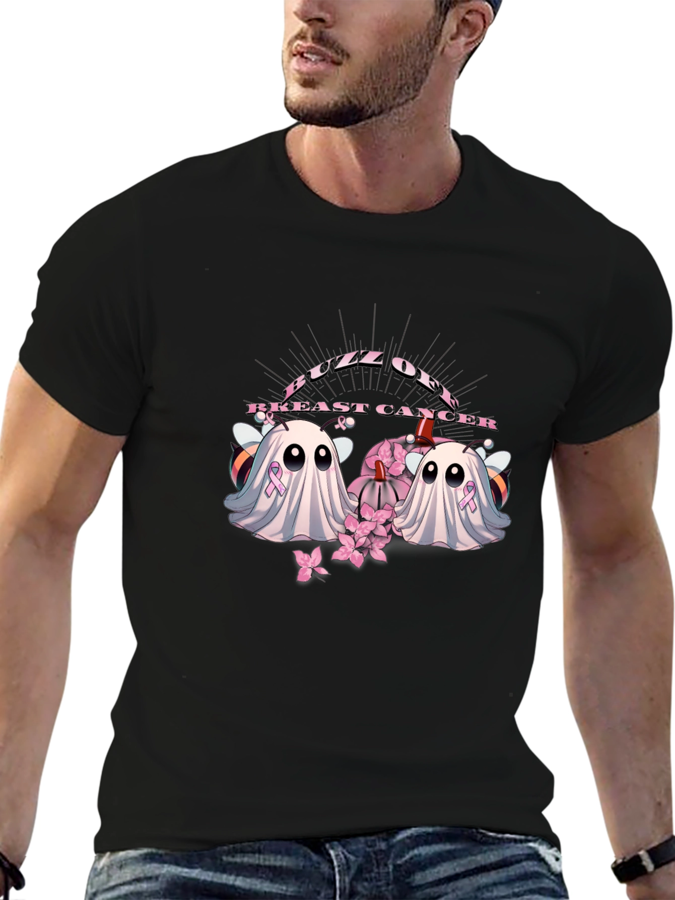 Buzz Off Breast Cancer Ghost T-Shirt