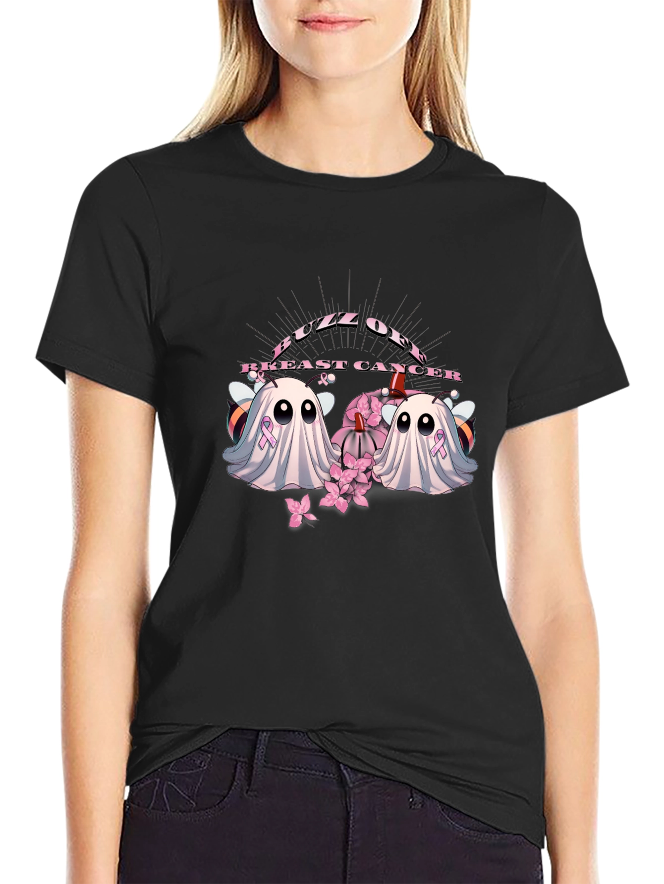 Buzz Off Breast Cancer Ghost T-Shirt