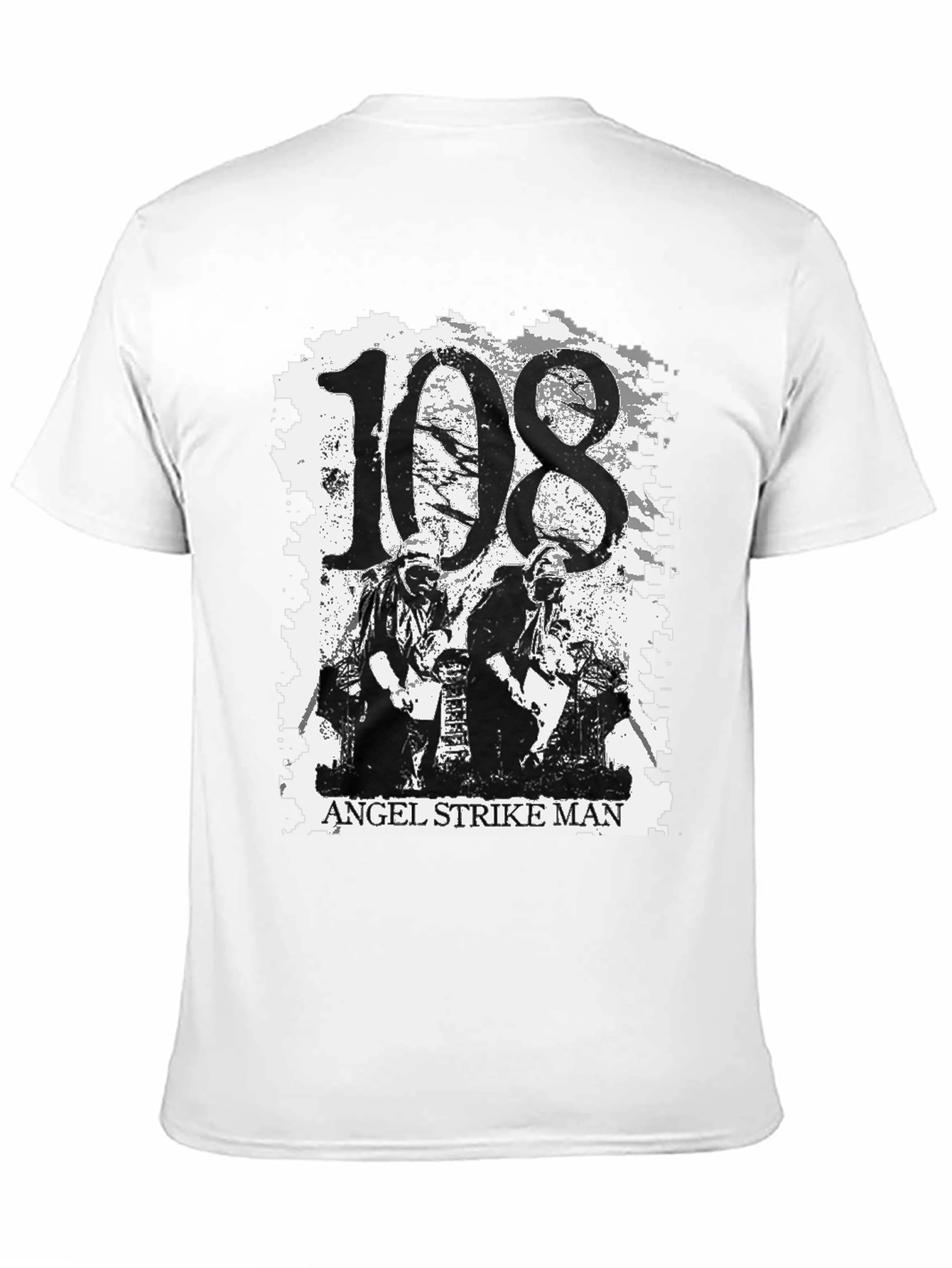 108 Angel Strike Man Black Graphic Tee