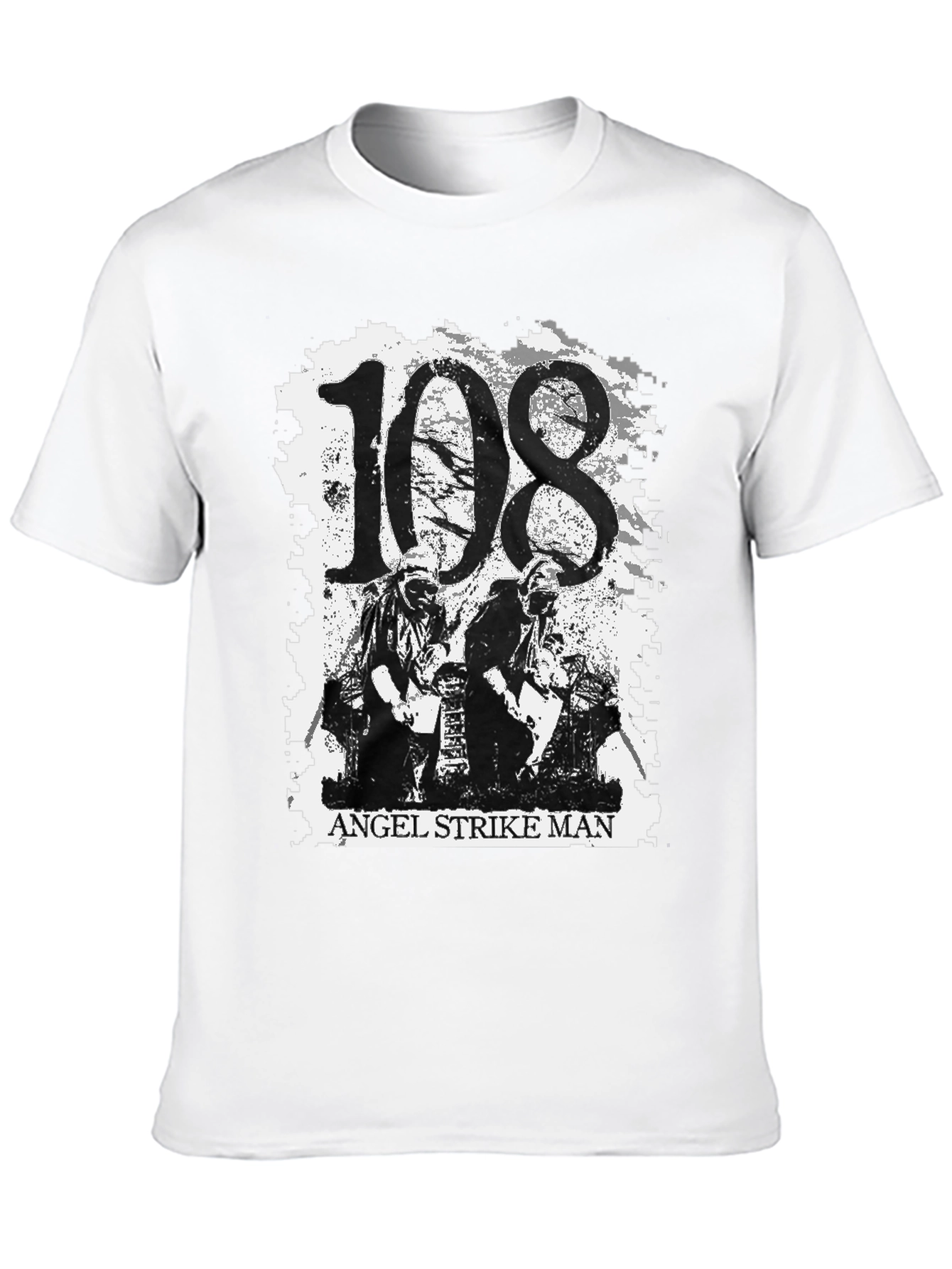 108 Angel Strike Man Black Graphic Tee