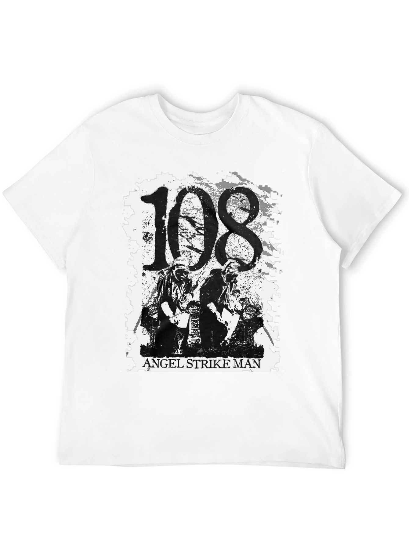 108 Angel Strike Man Black Graphic Tee