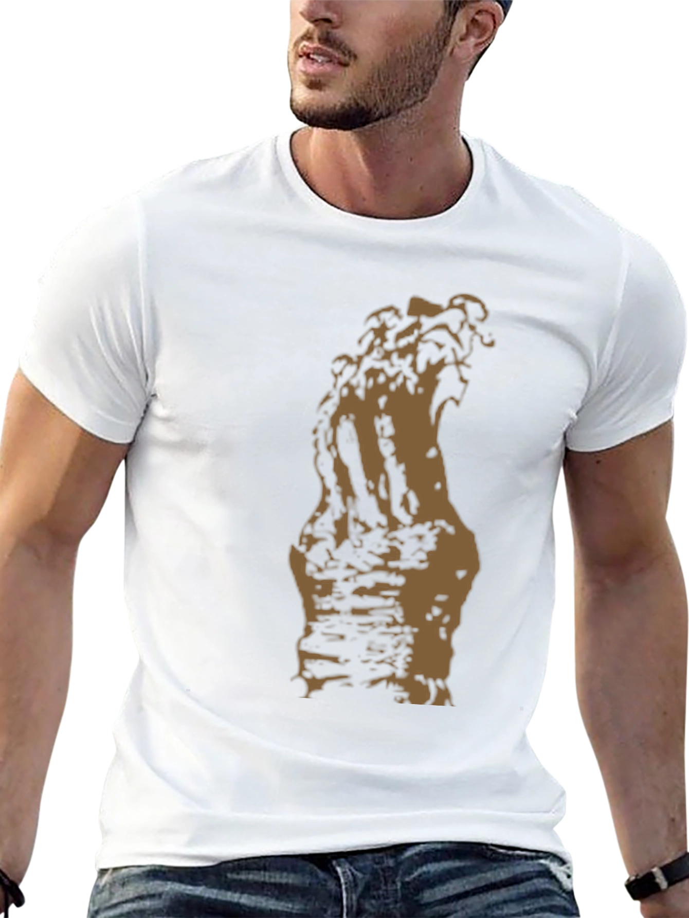 Mens Graphic Print Tee - Abstract Brown