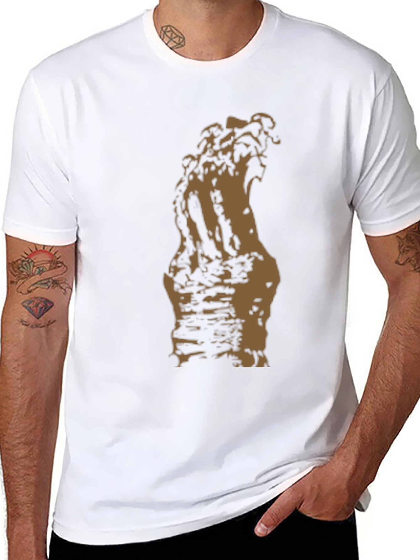 Mens Graphic Print Tee - Abstract Brown