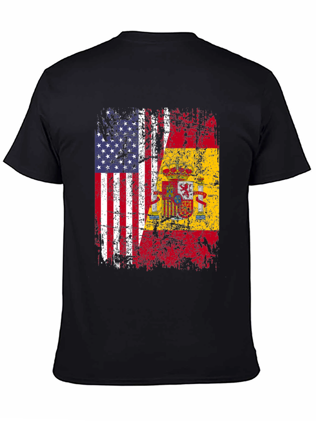 USA & Spain Flag Graphic T-Shirt
