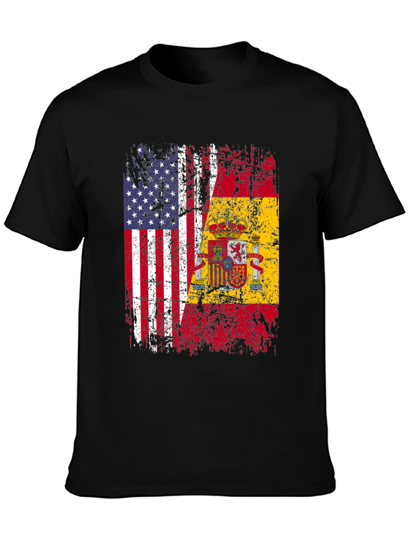 USA & Spain Flag Graphic T-Shirt