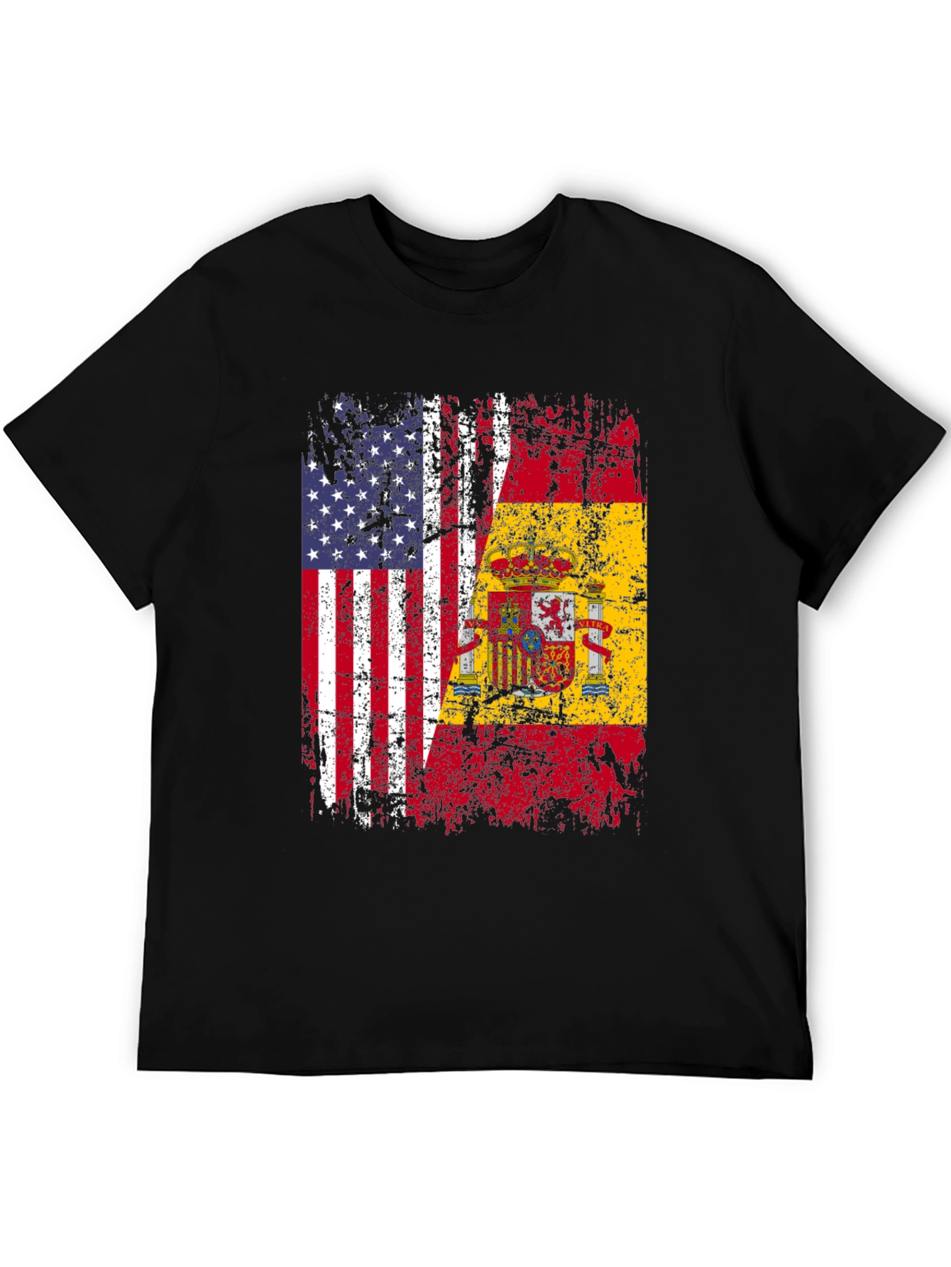 USA & Spain Flag Graphic T-Shirt