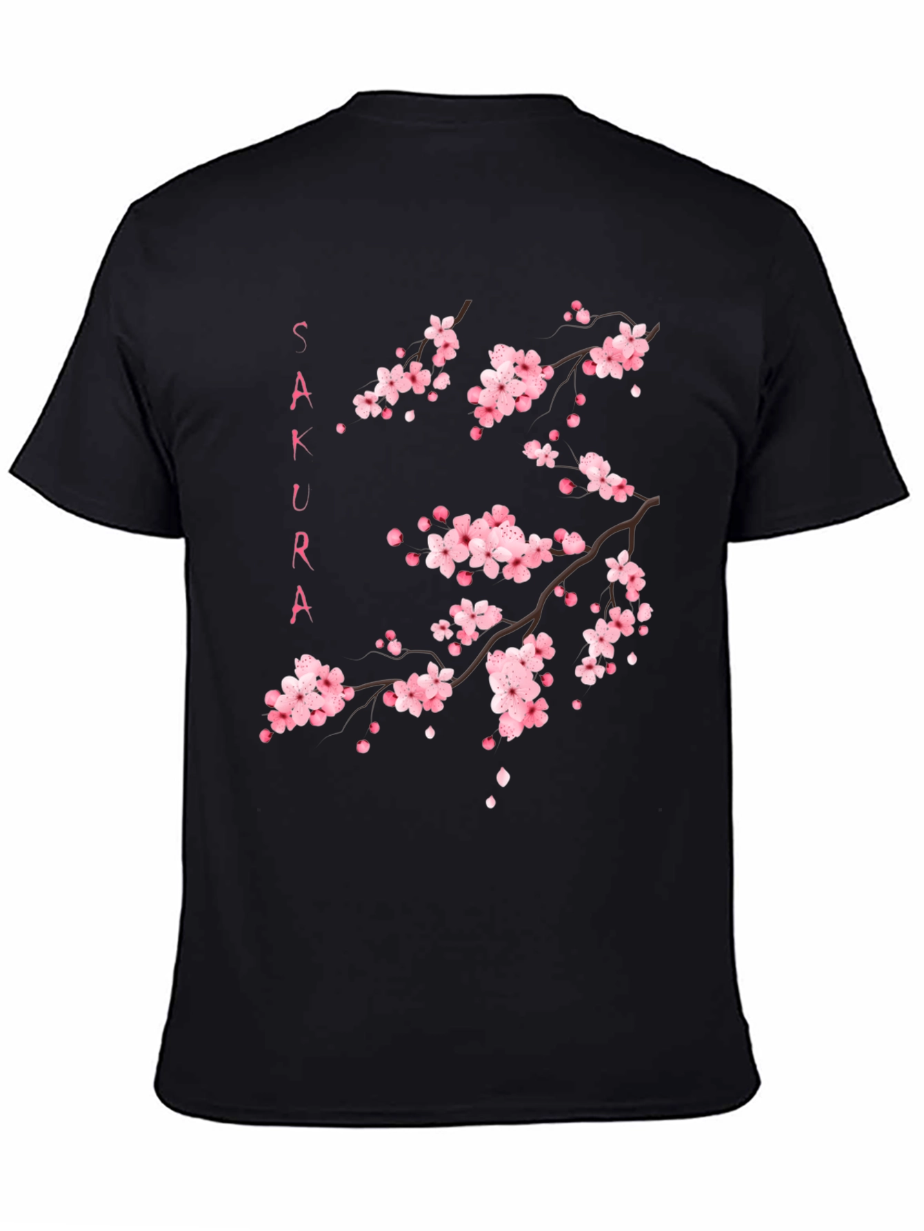Sakura Blossom Graphic Black T-Shirt