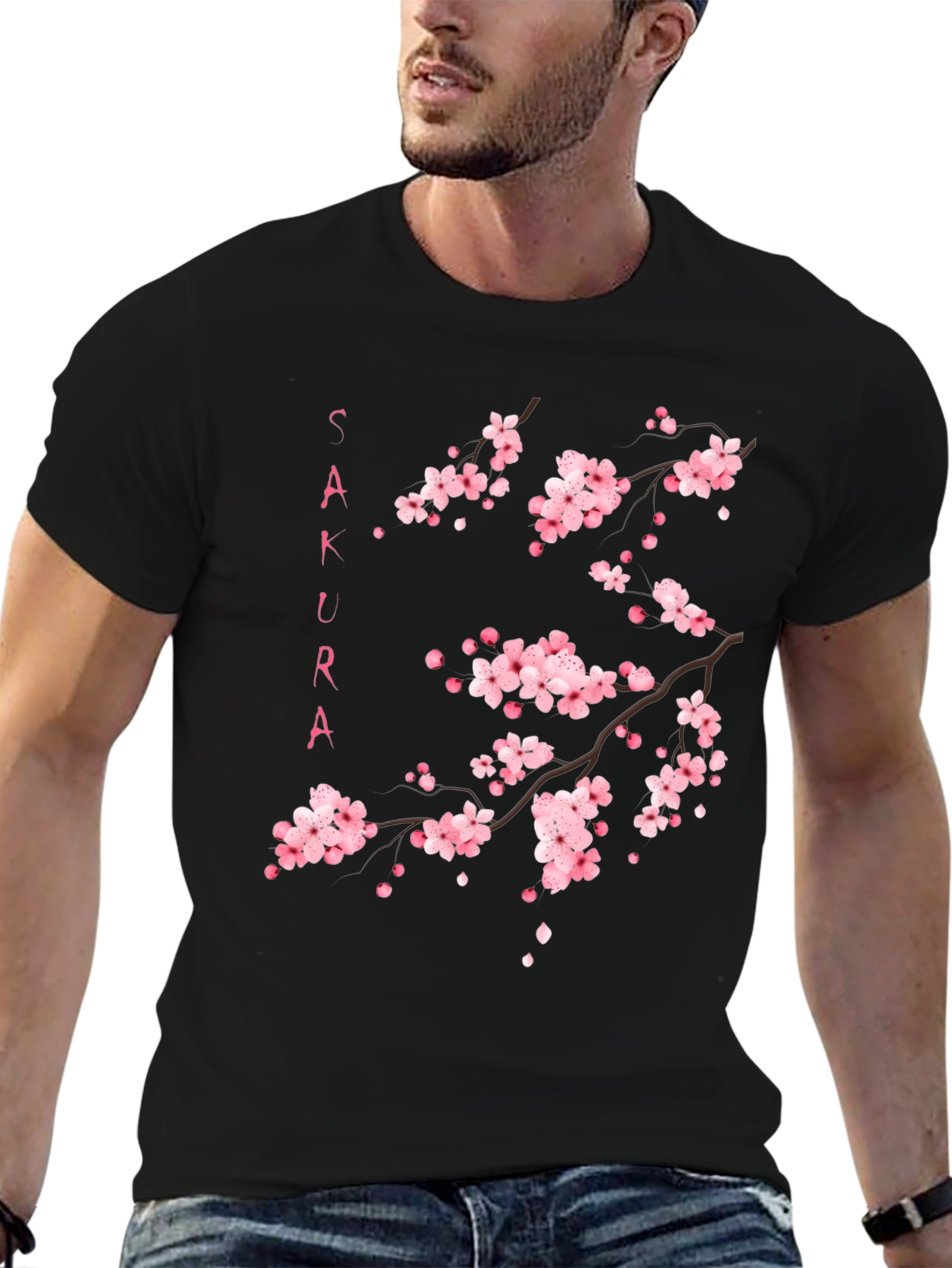 Sakura Blossom Graphic Black T-Shirt