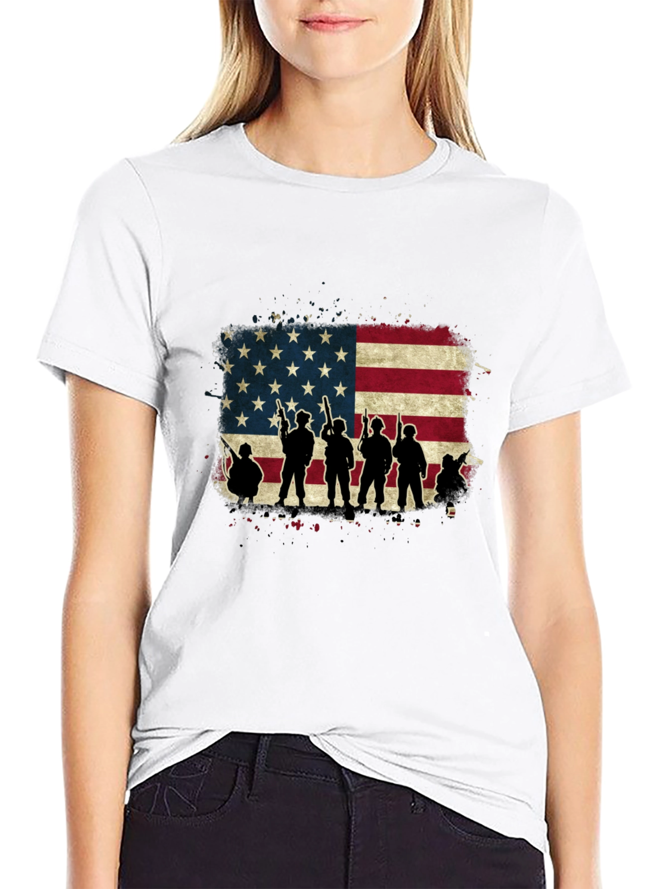 American Flag Soldier Silhouette T-Shirt