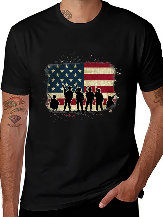 American Flag Soldier Silhouette T-Shirt