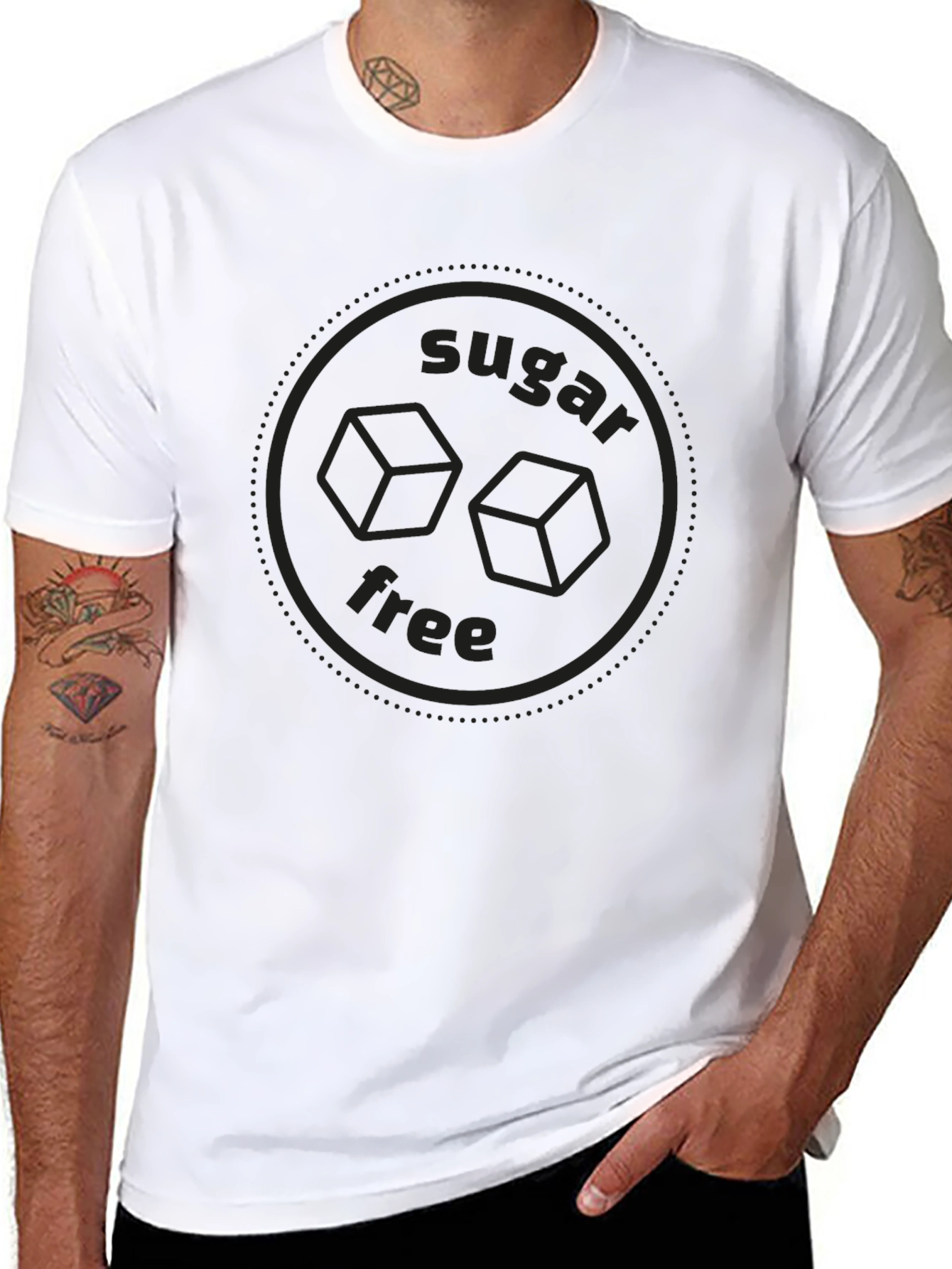 Sugar Free Graphic Tee - Stylish Black Cotton T-Shirt
