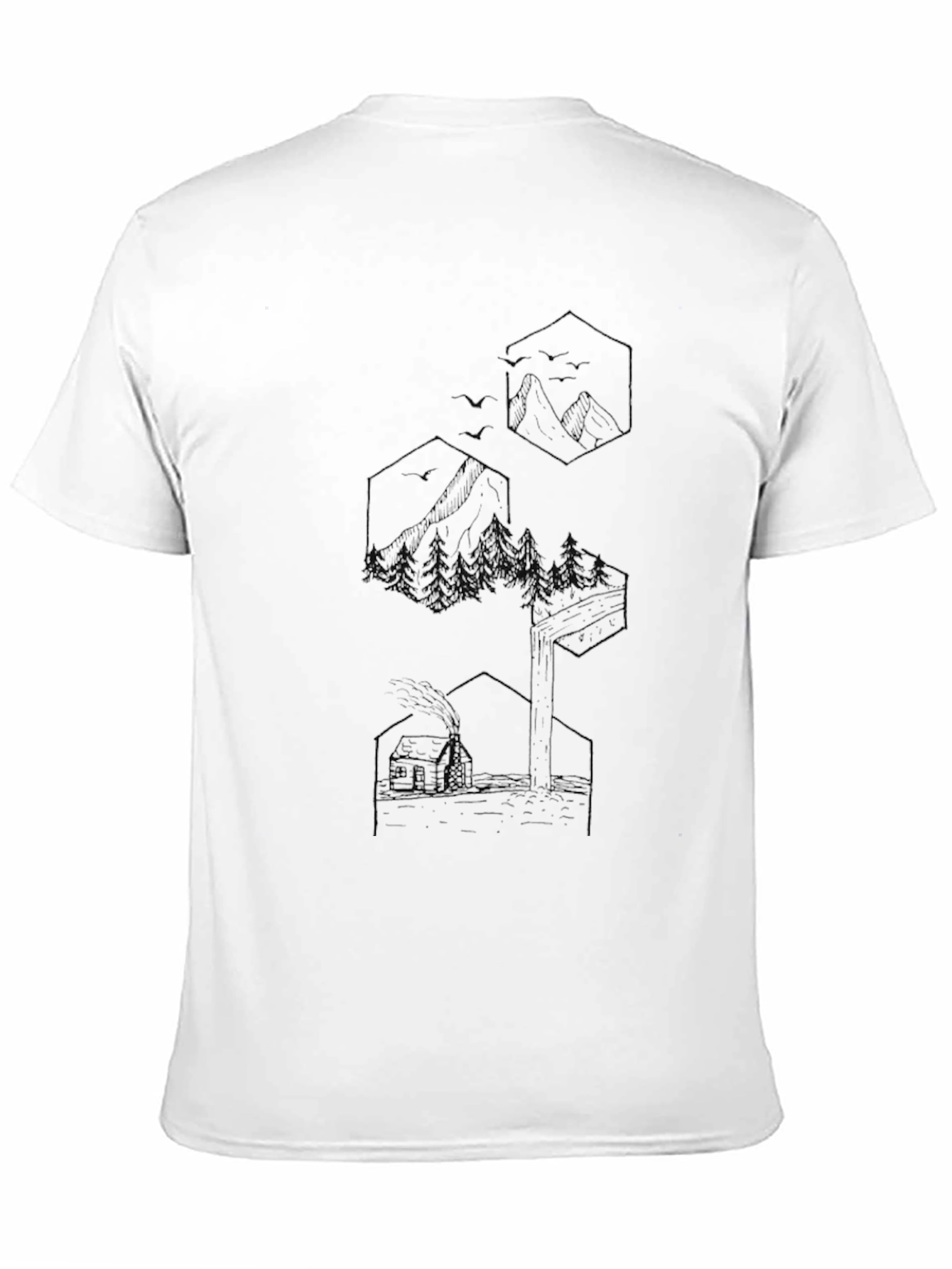 Geometric Mountain & Cabin Graphic Tee