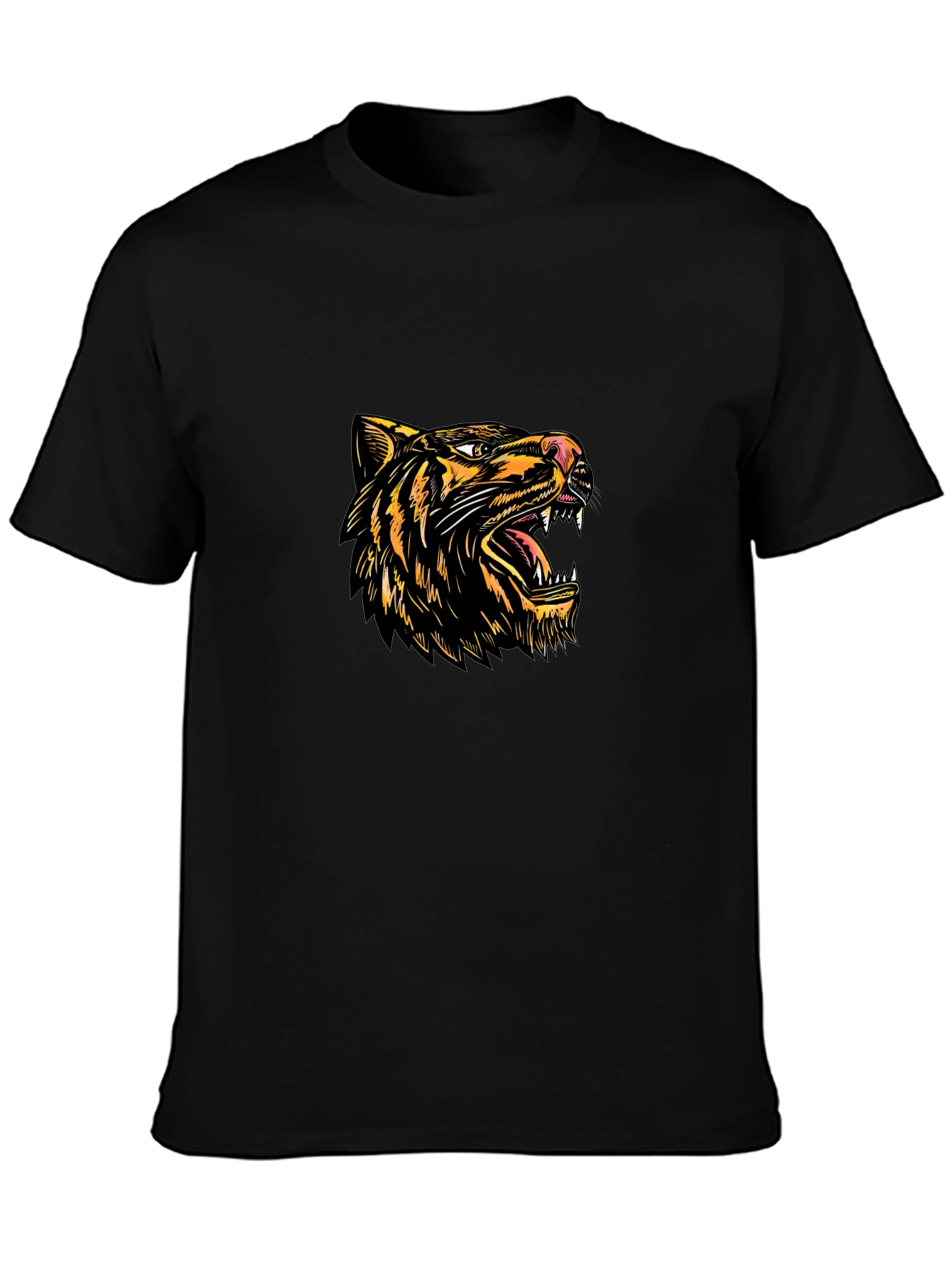 Tiger Graphic Black T-Shirt - Bold Animal Print Tee