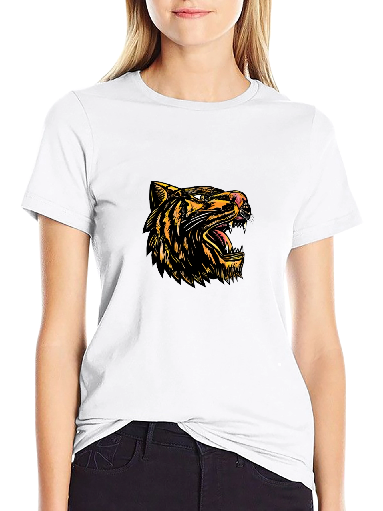 Tiger Graphic Black T-Shirt - Bold Animal Print Tee