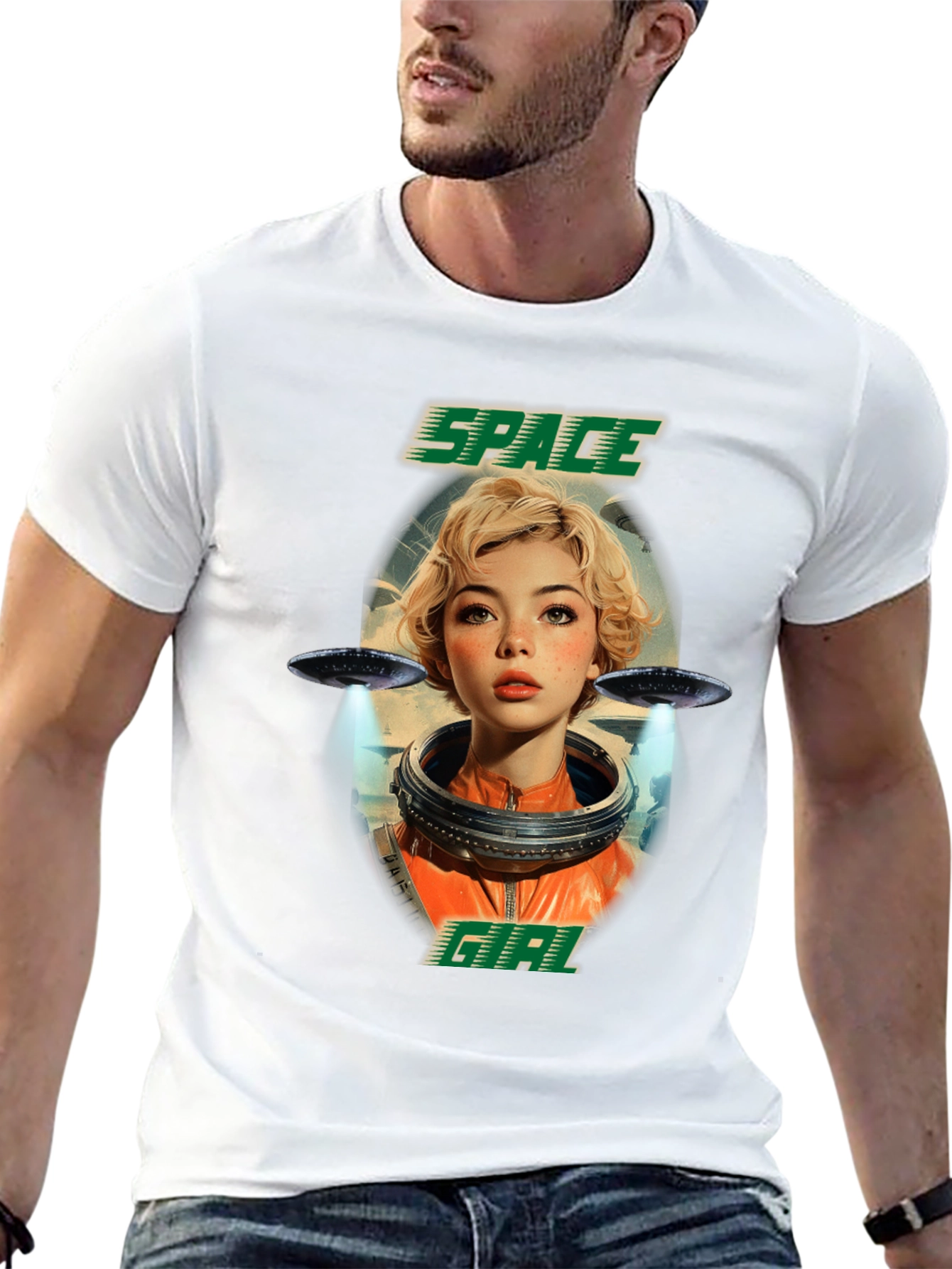 Space Girl Graphic T-Shirt - Trendy Sci-Fi Tee