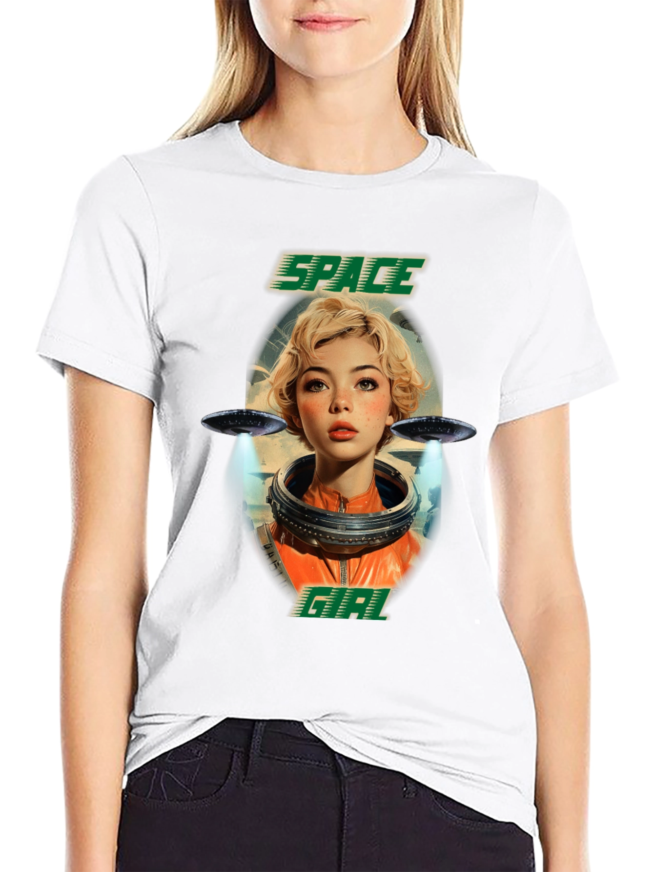 Space Girl Graphic T-Shirt - Trendy Sci-Fi Tee