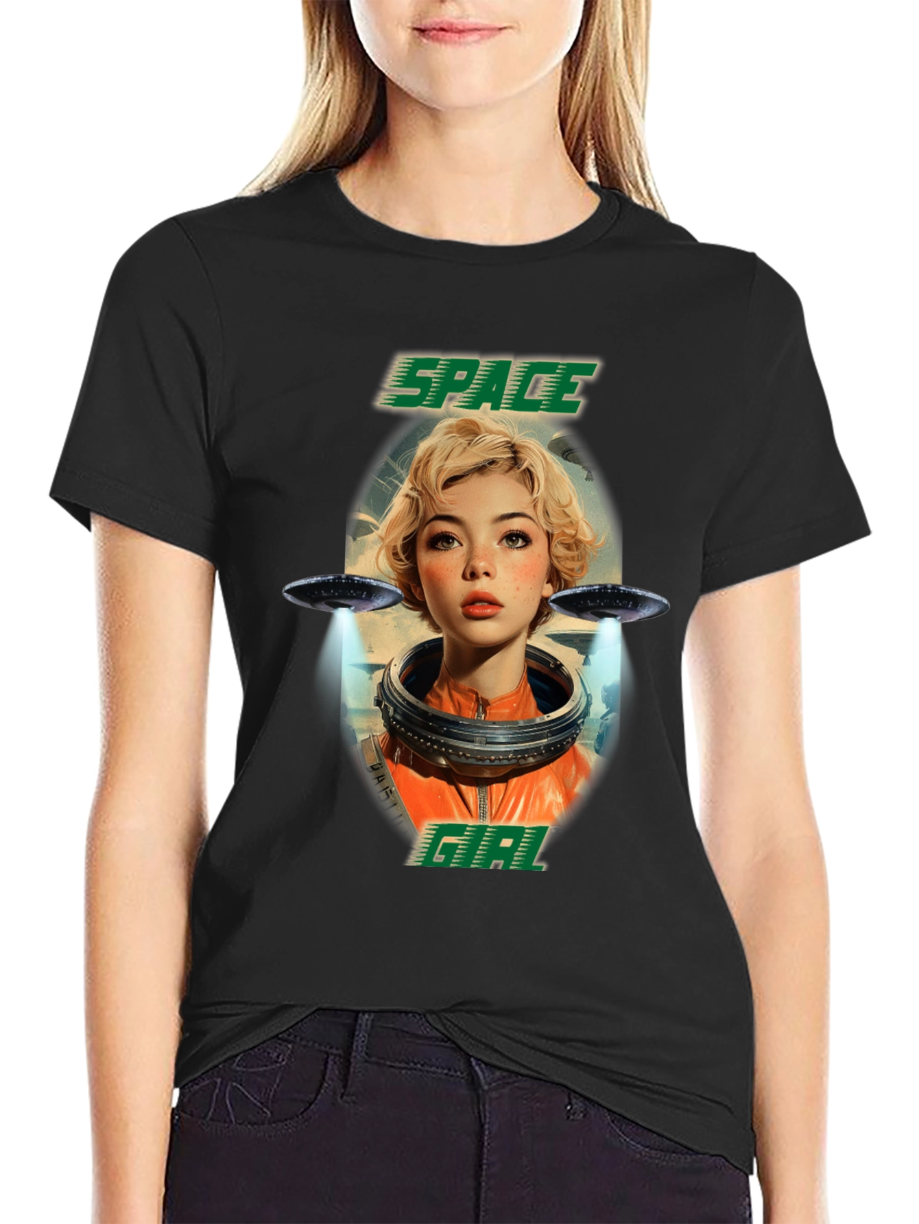 Space Girl Graphic T-Shirt - Trendy Sci-Fi Tee