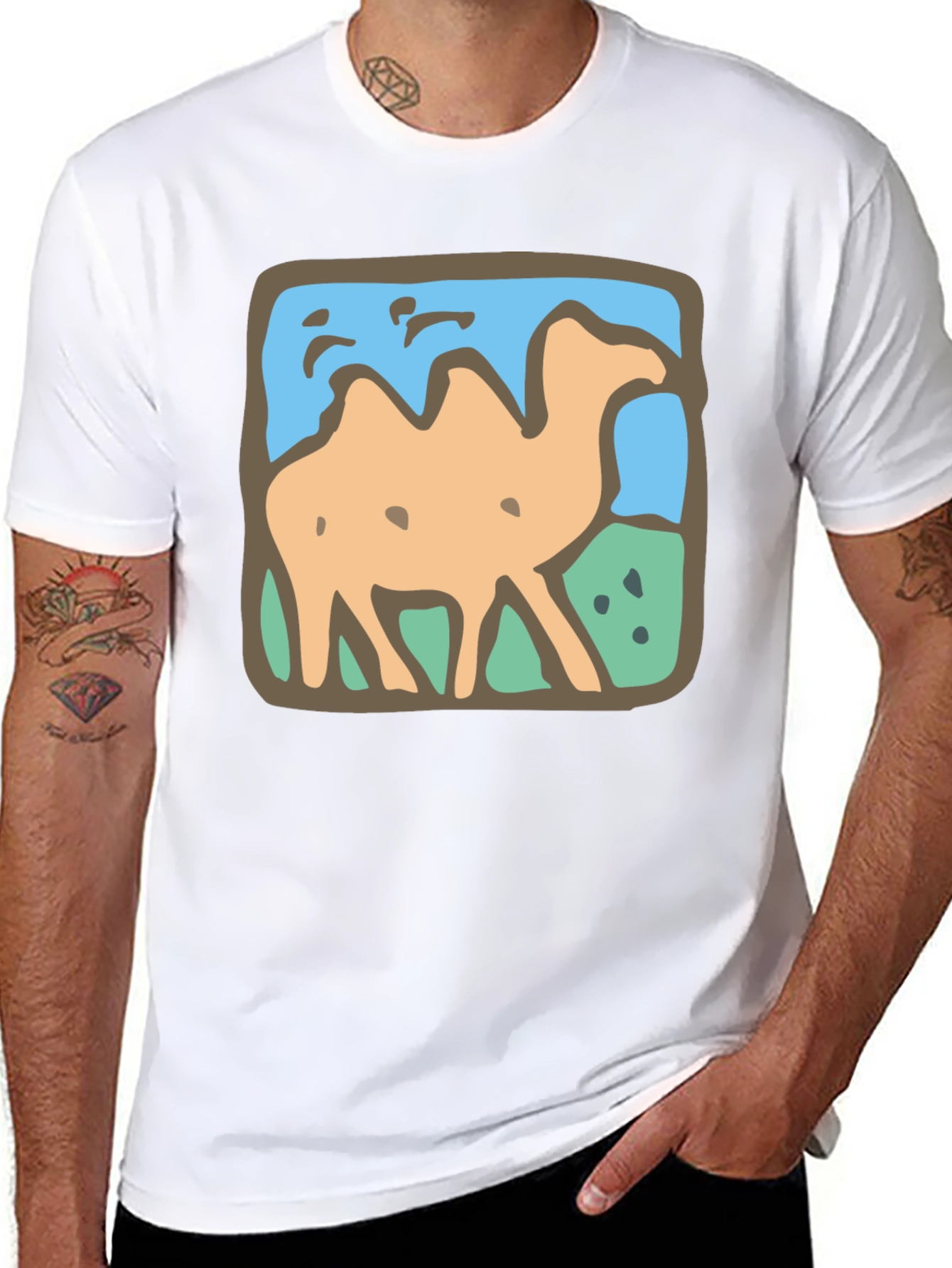 Camel Graphic Tee - Stylish Mens Black T-Shirt