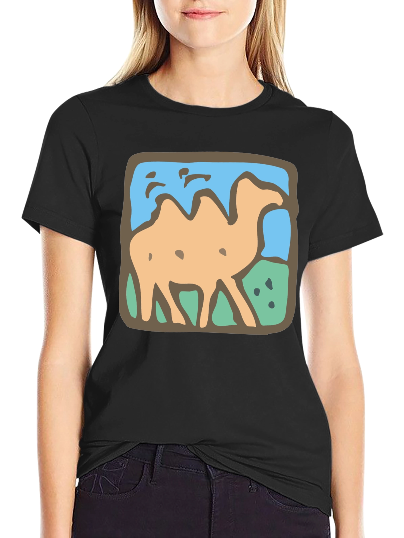 Camel Graphic Tee - Stylish Mens Black T-Shirt