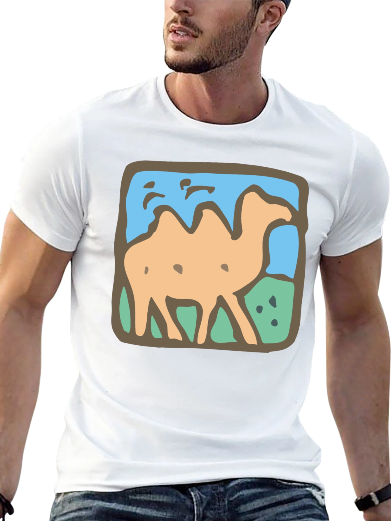 Camel Graphic Tee - Stylish Mens Black T-Shirt