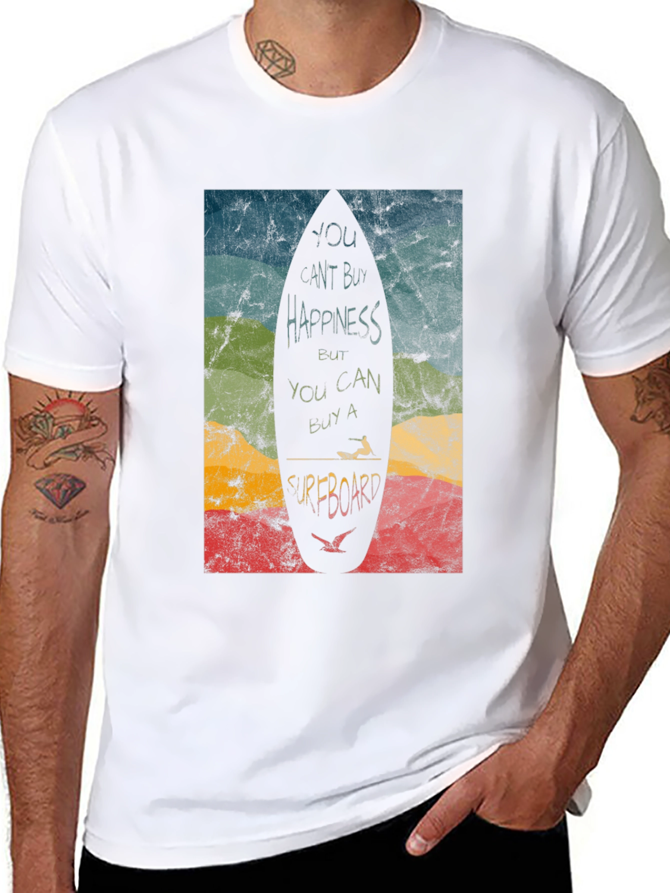 Surfboard Happiness Graphic T-Shirt