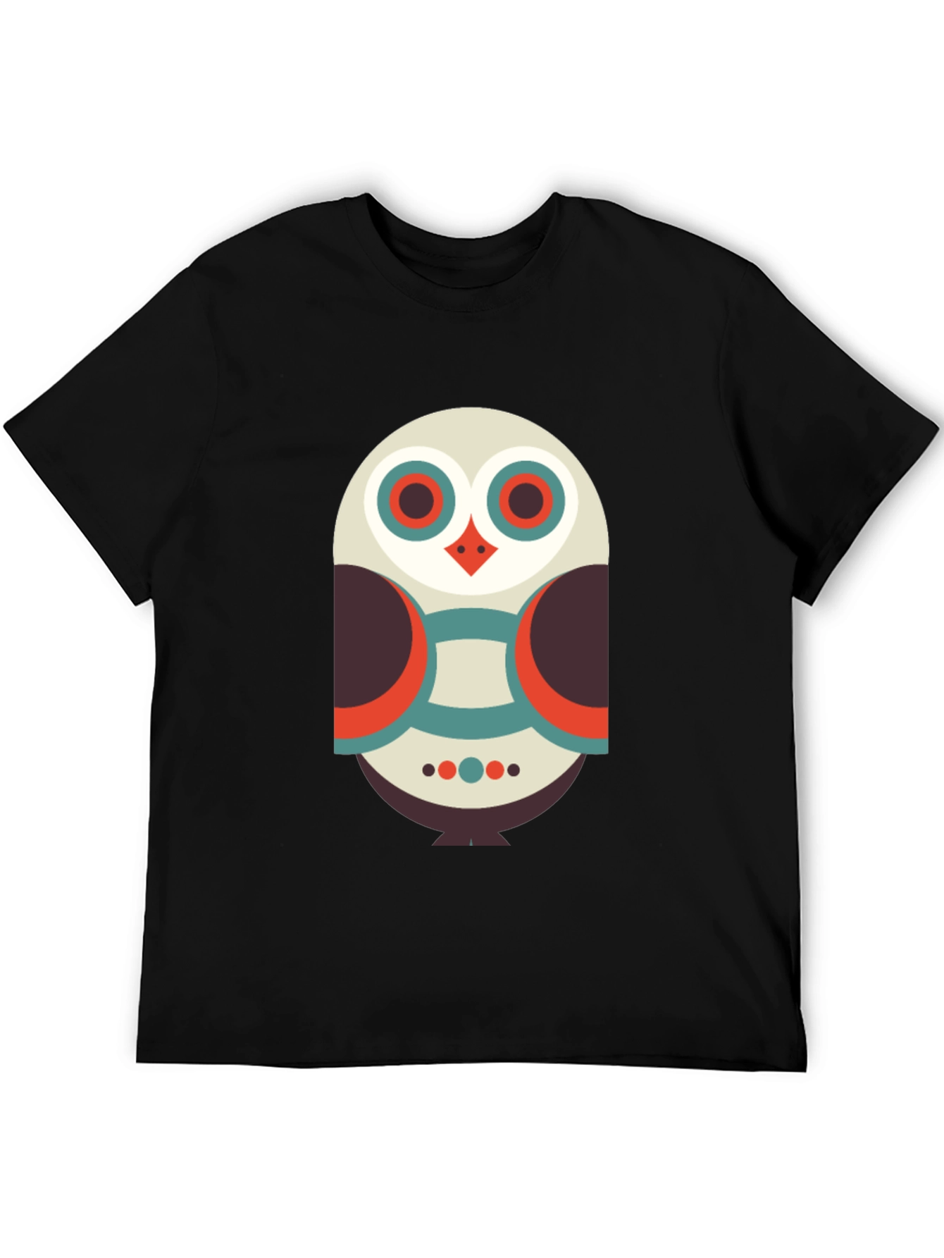 Geometric Owl Graphic Tee - Black