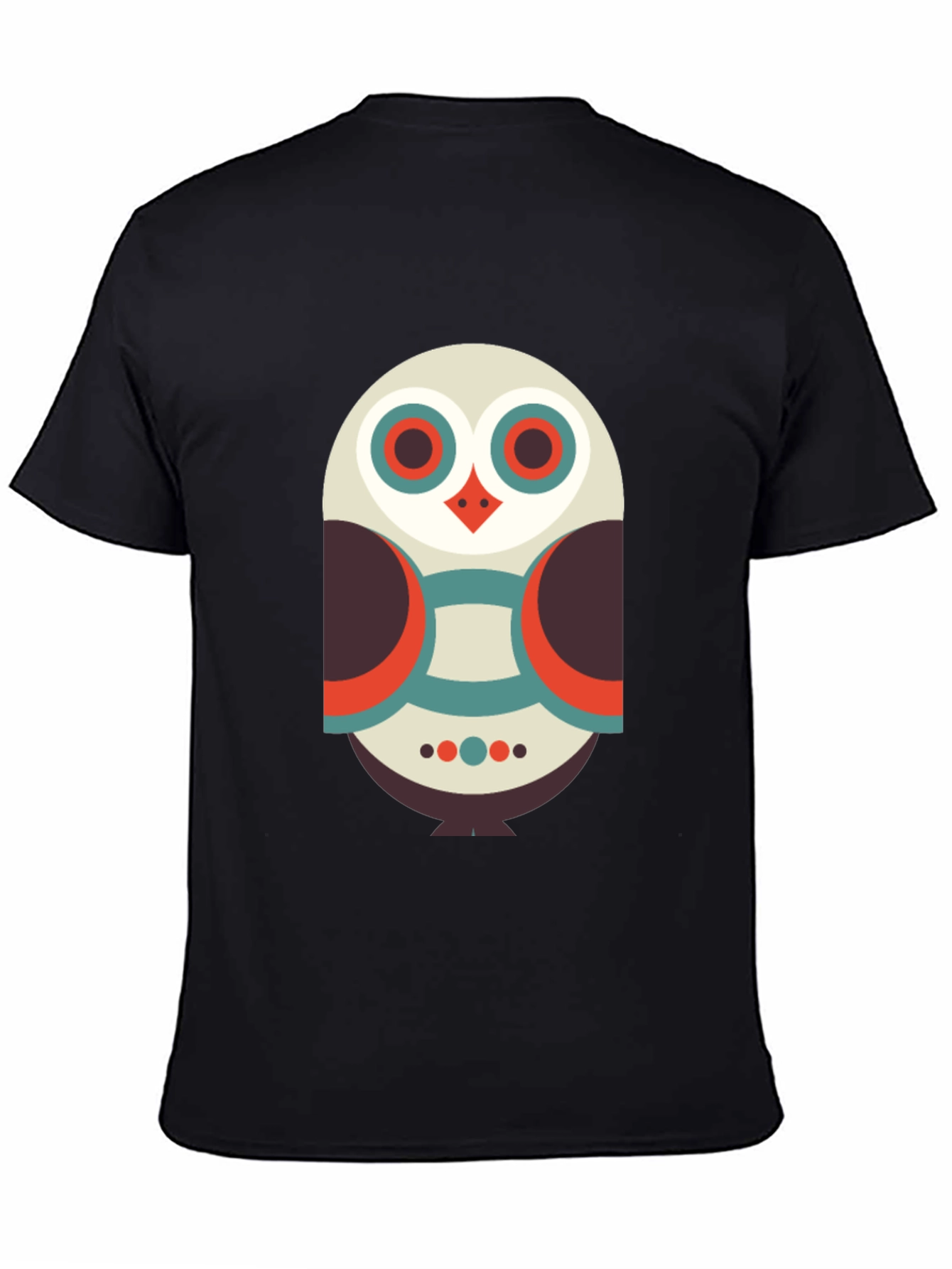 Geometric Owl Graphic Tee - Black