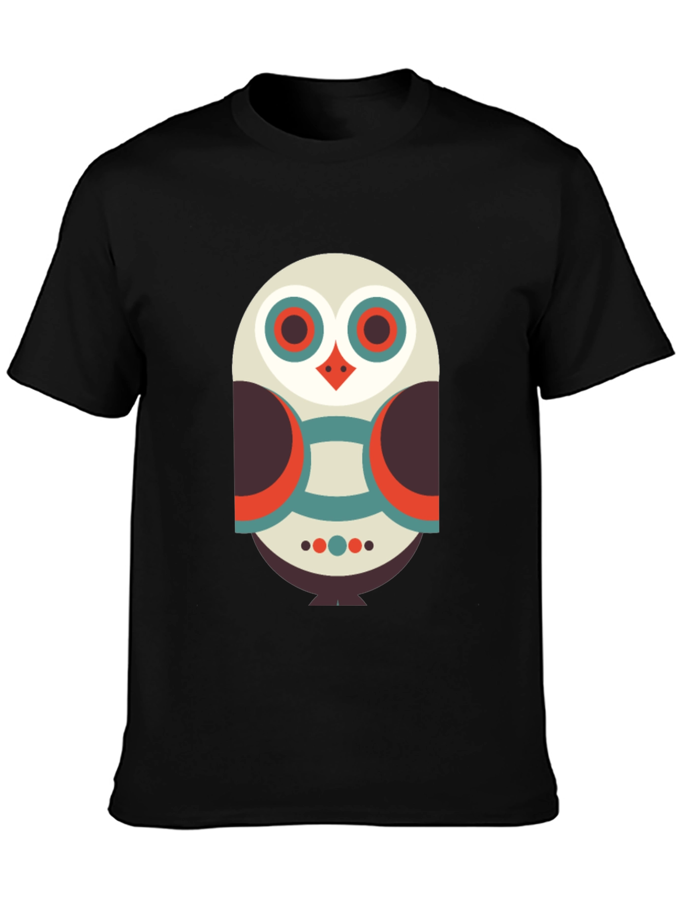 Geometric Owl Graphic Tee - Black