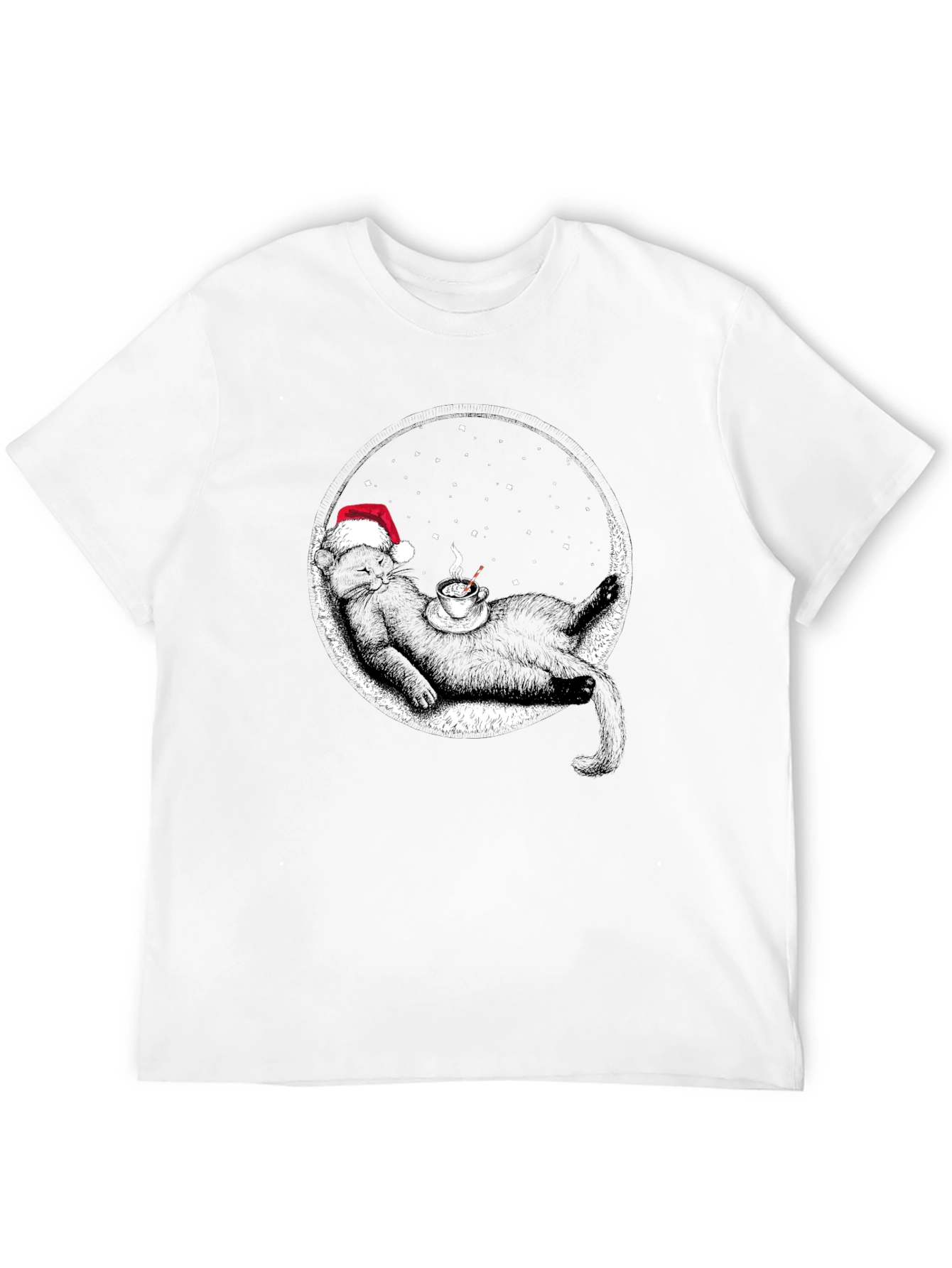 Black Cat Christmas T-Shirt Coffee Lover Tee