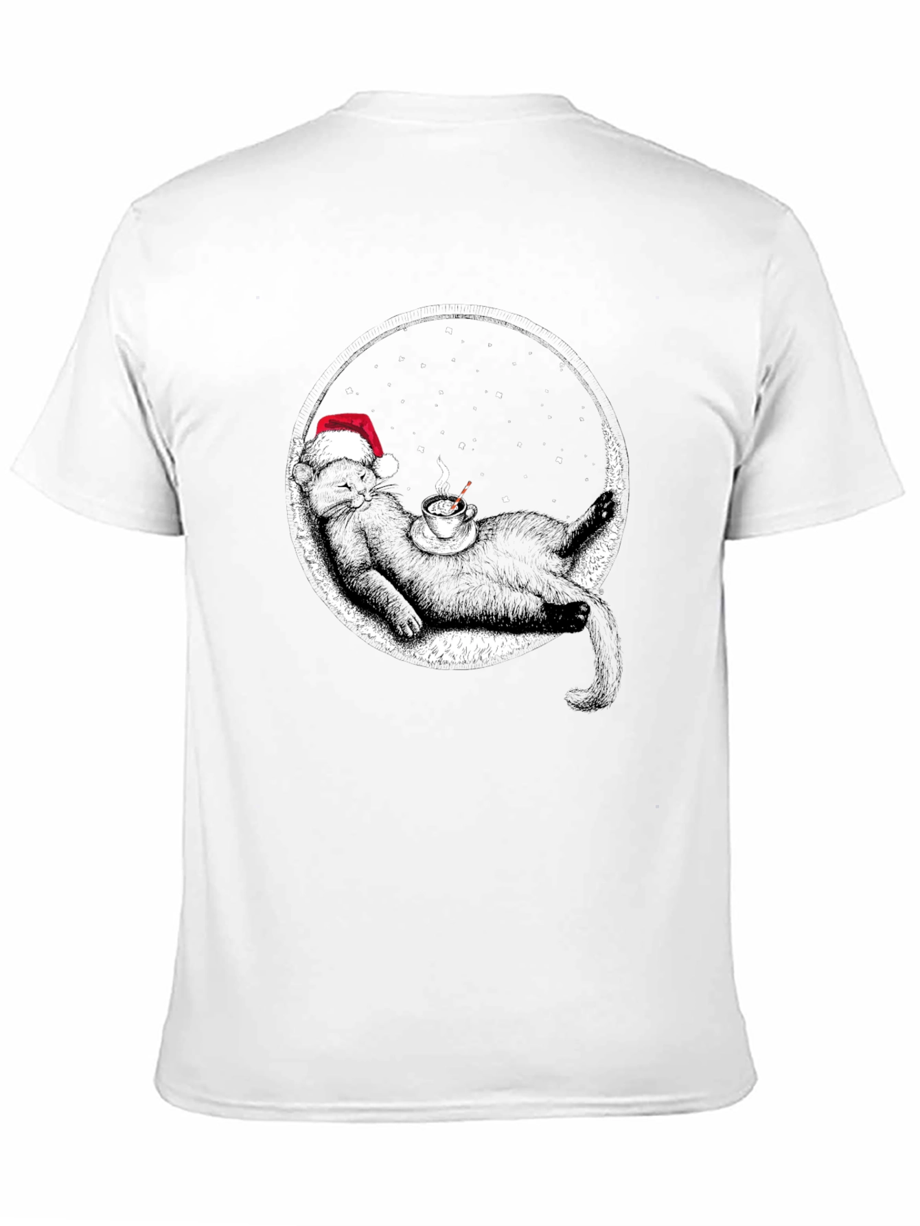 Black Cat Christmas T-Shirt Coffee Lover Tee