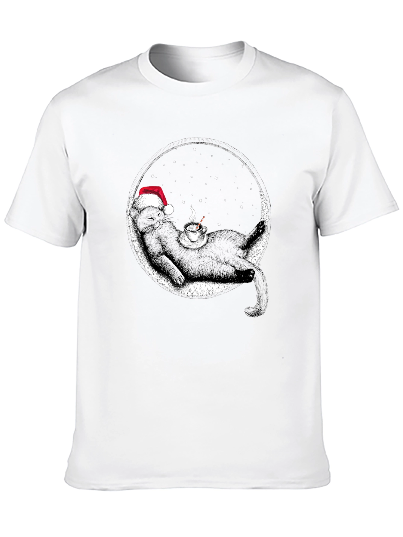 Black Cat Christmas T-Shirt Coffee Lover Tee