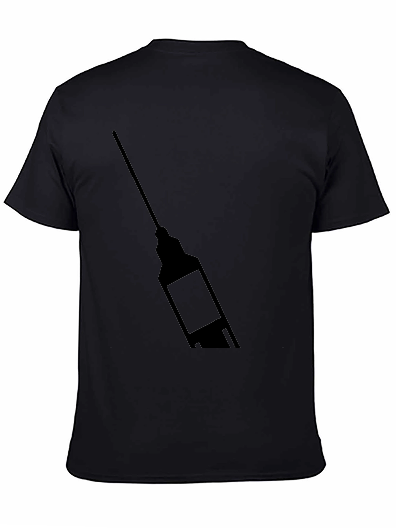 Mens Black Graphic T-Shirt - Syringe Design