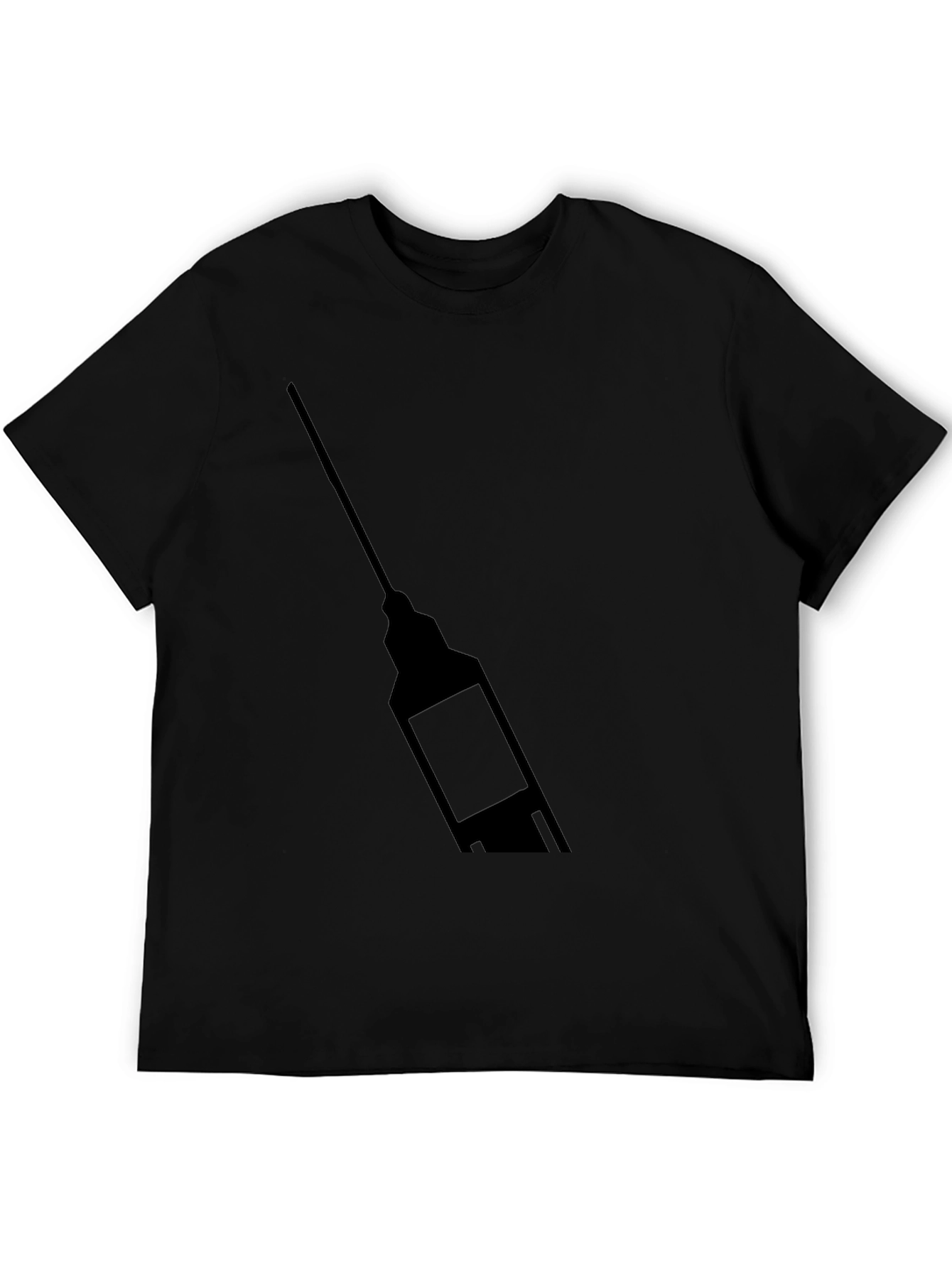Mens Black Graphic T-Shirt - Syringe Design