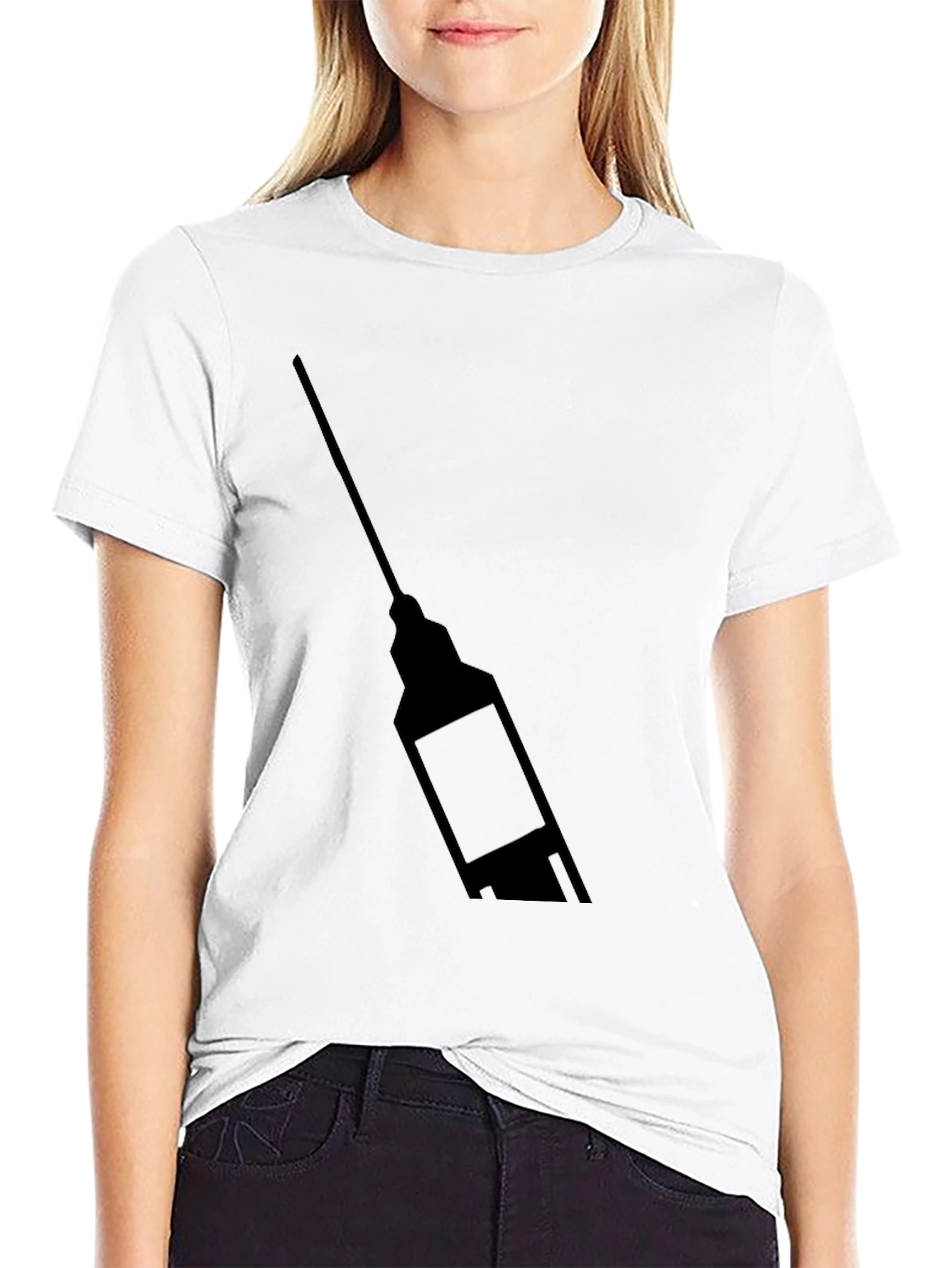 Mens Black Graphic T-Shirt - Syringe Design